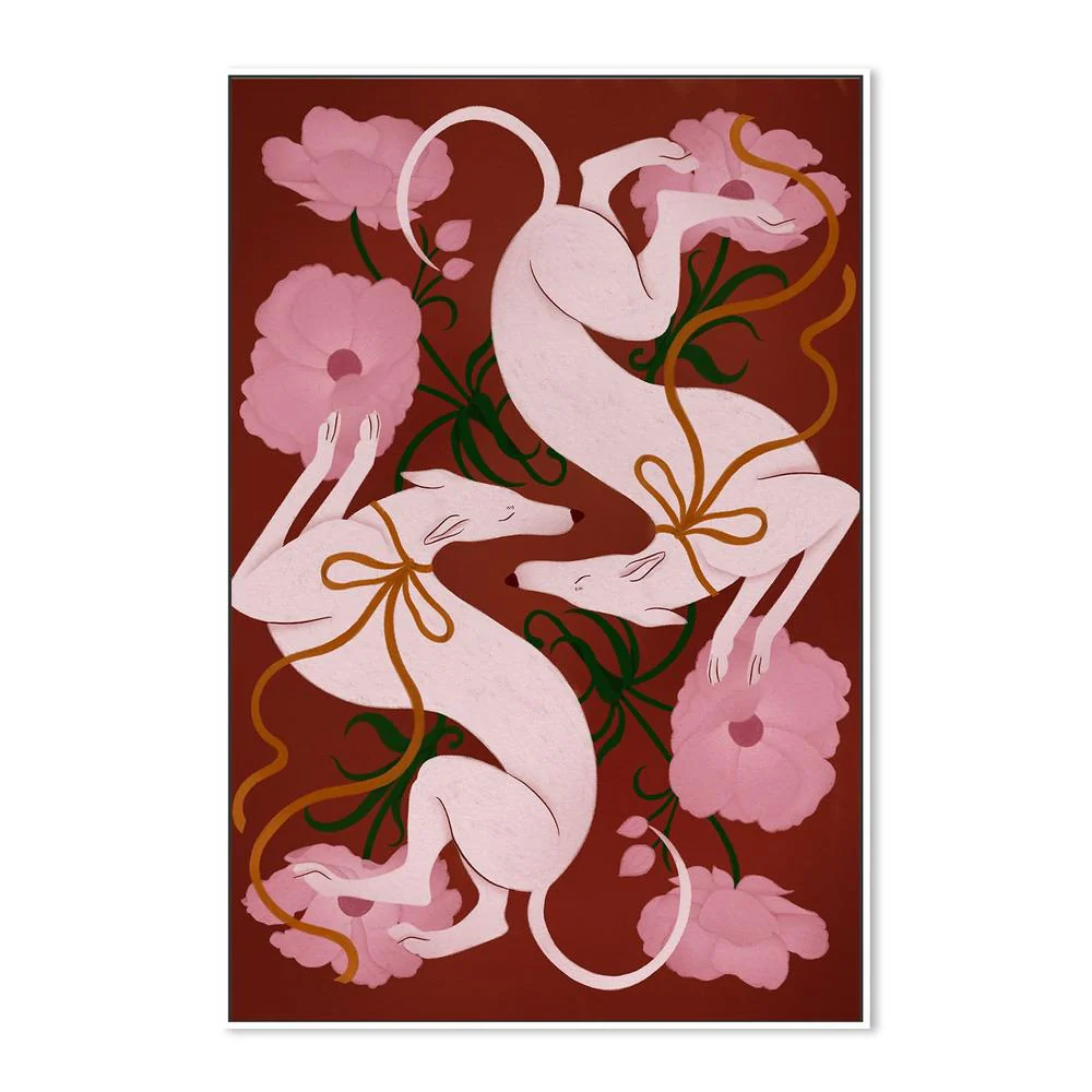 Elegant Greyhounds and Flowers - Image 5