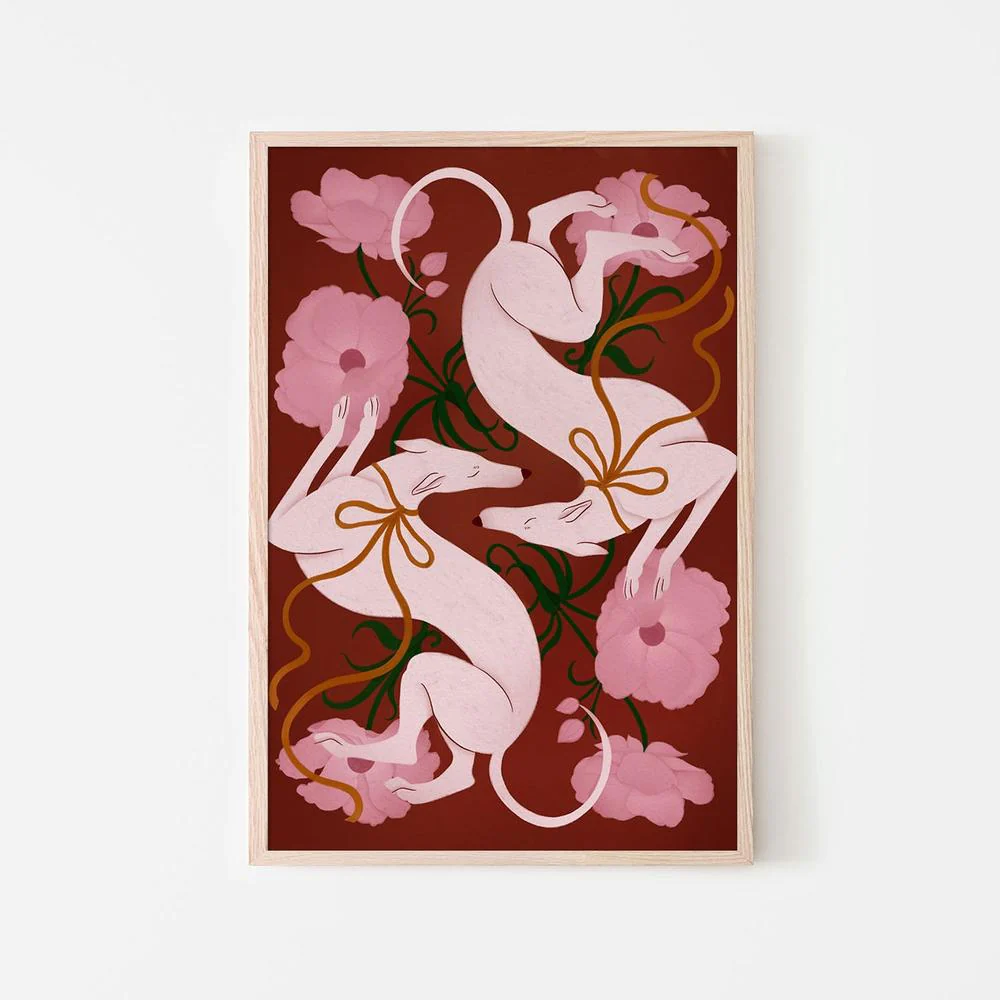 Elegant Greyhounds and Flowers - Image 6