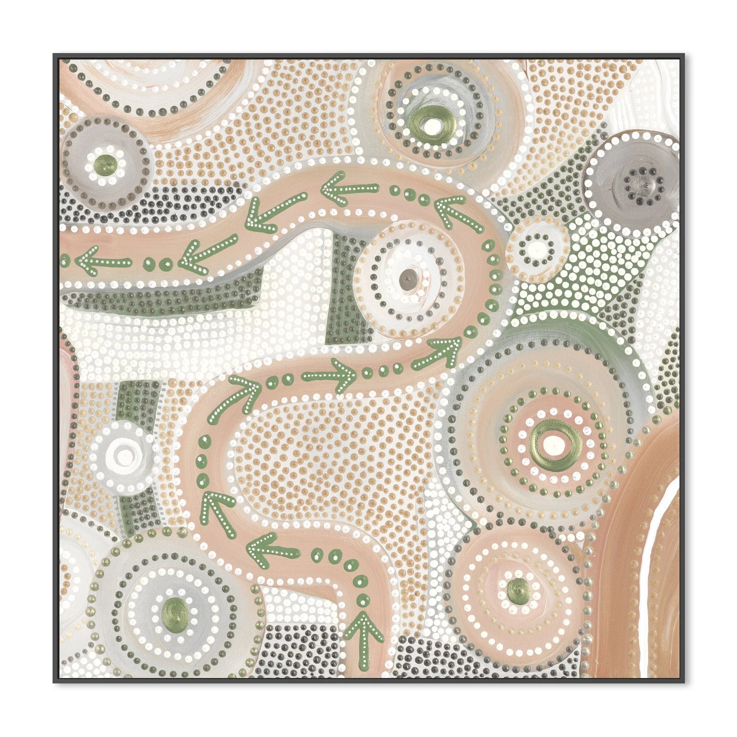 Emu Dreaming, Light Peach and Green Colour - Image 3