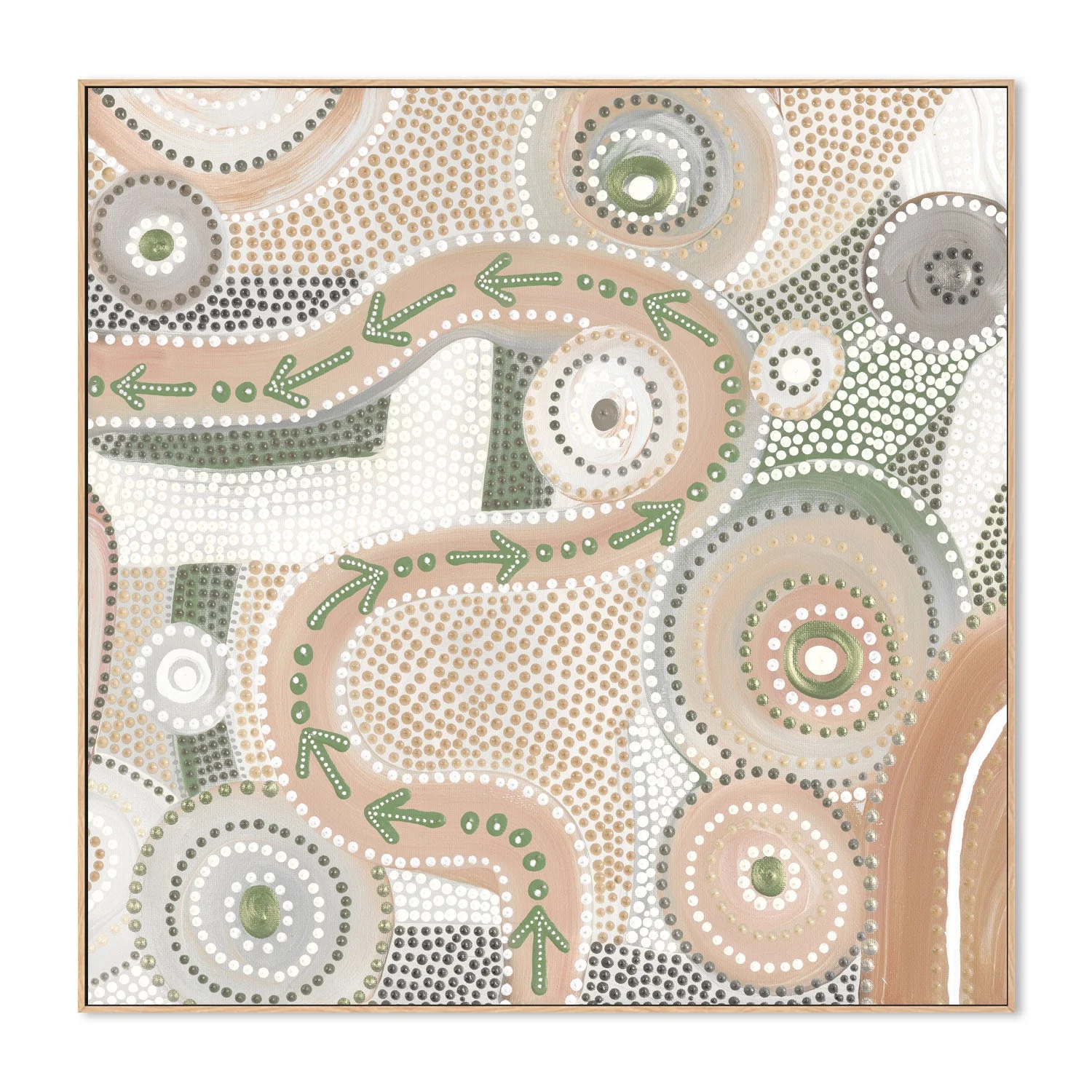 Emu Dreaming, Light Peach and Green Colour - Image 4