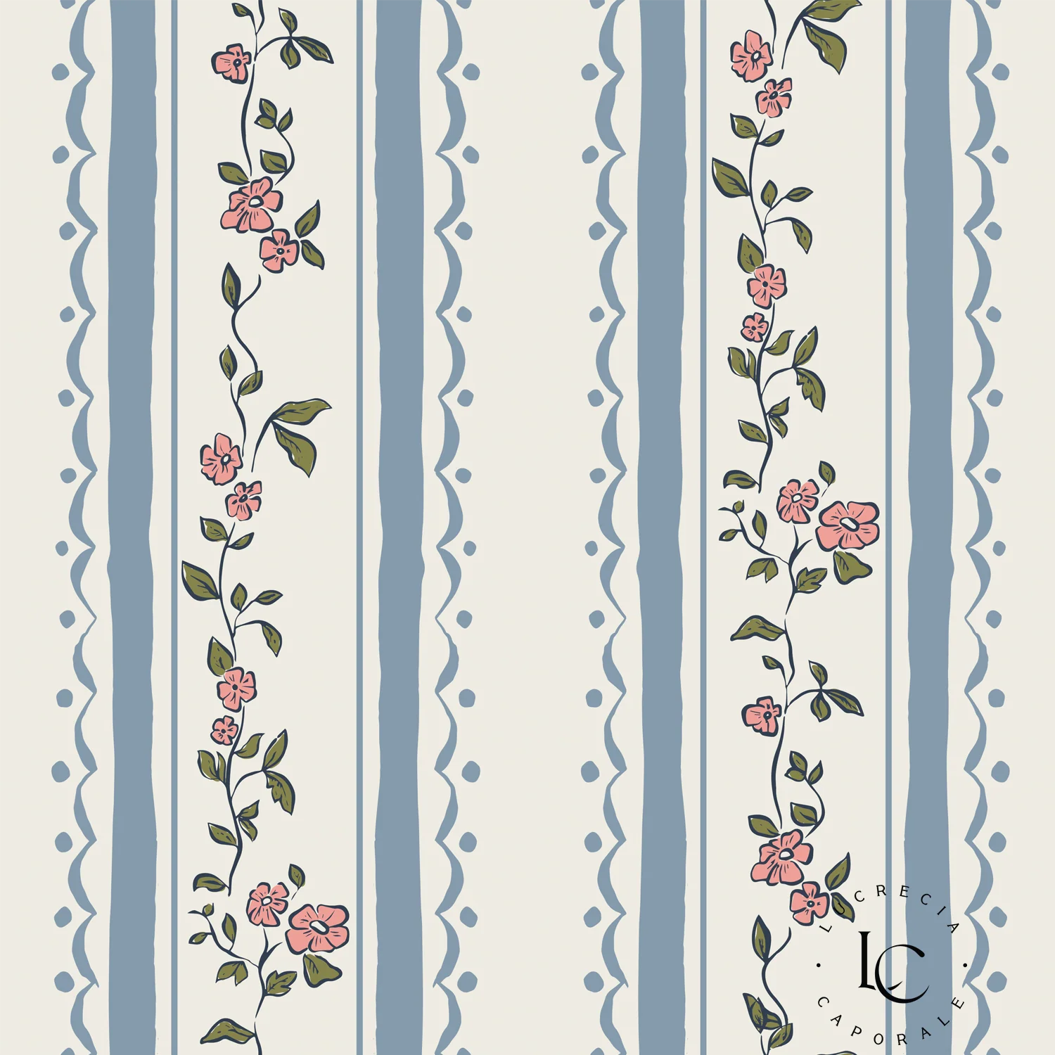 Farmhouse Stripes Blue, Wallpaper