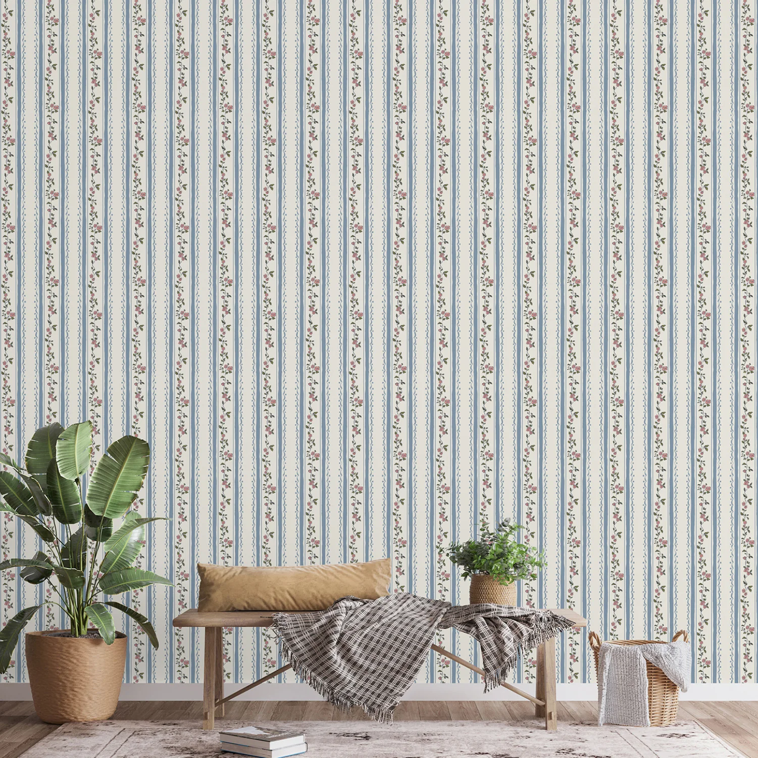 Farmhouse Stripes Blue, Wallpaper - Image 2