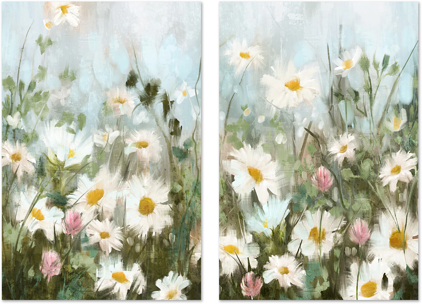 Field Of Daisies, Style A & B, Set Of 2
