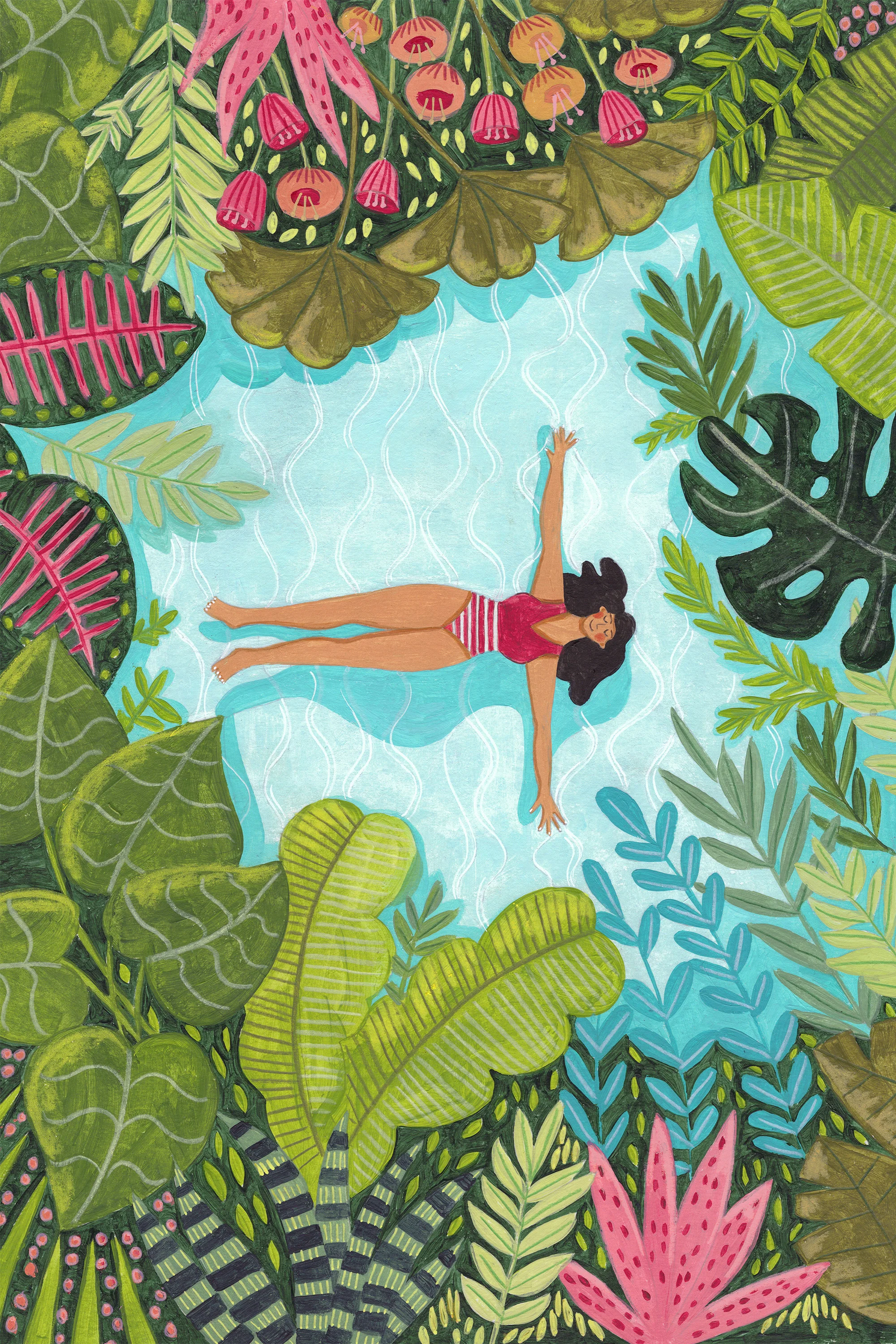 Floating in Tropical Sea