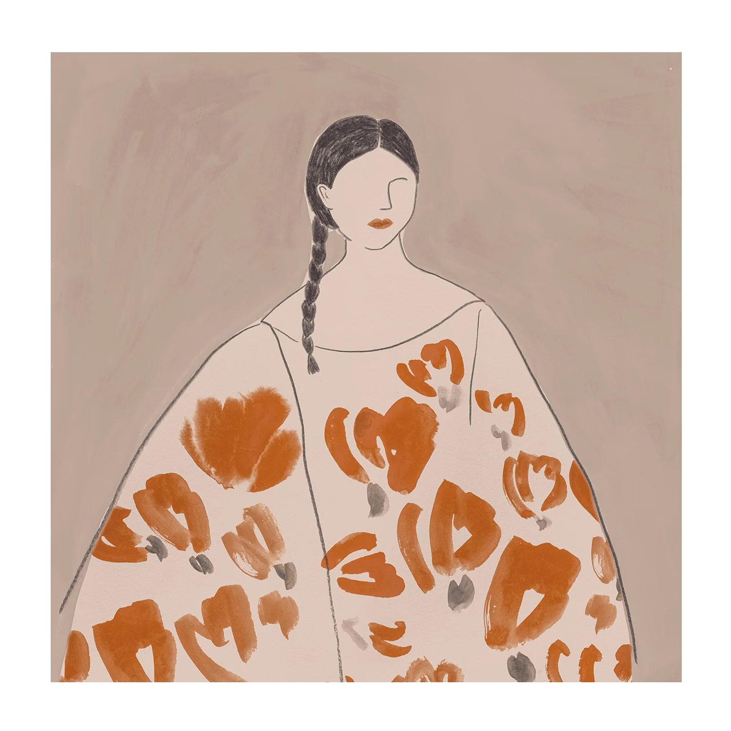 Floral Woman, Mocha Tone, Style A & B, Set Of 2 - Image 8