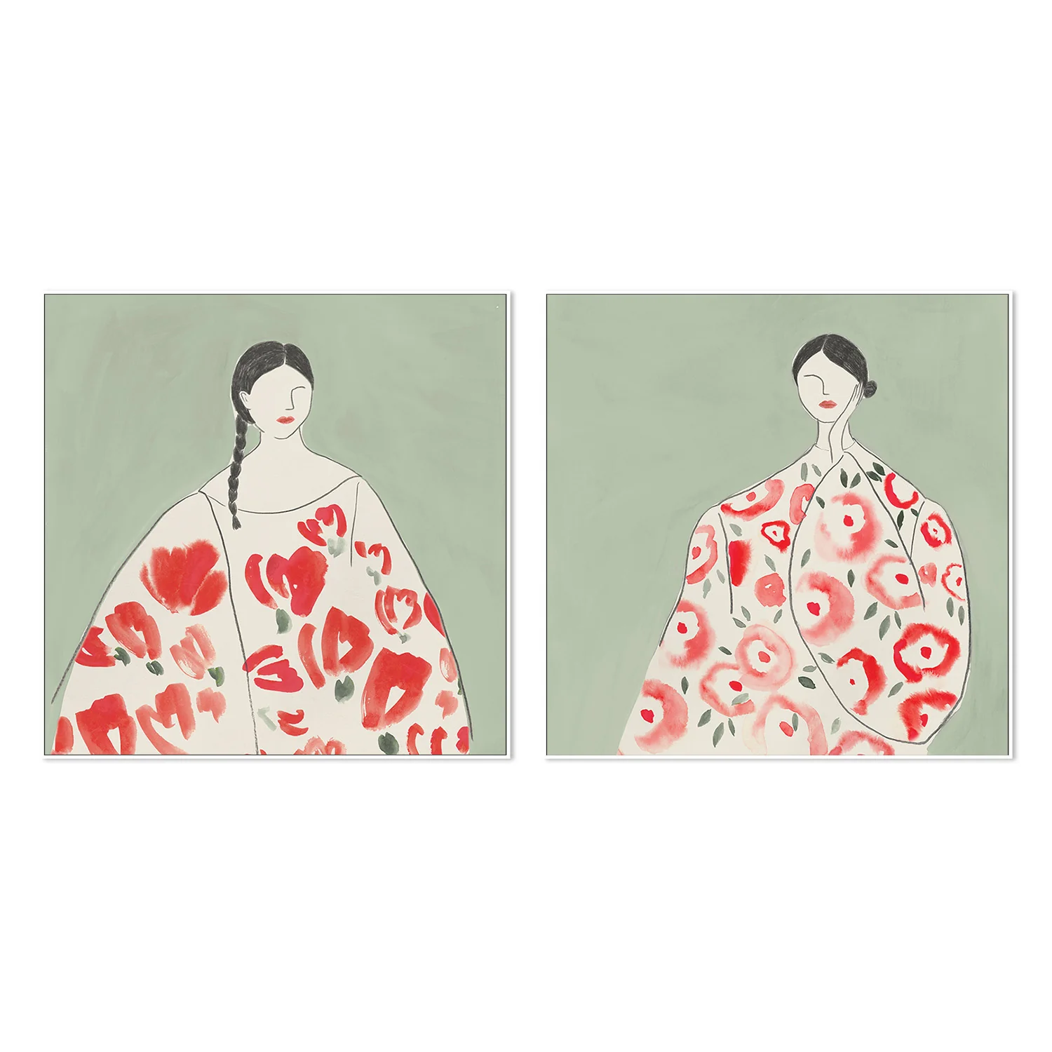 Floral Woman, Style A & B, Set Of 2 - Image 5