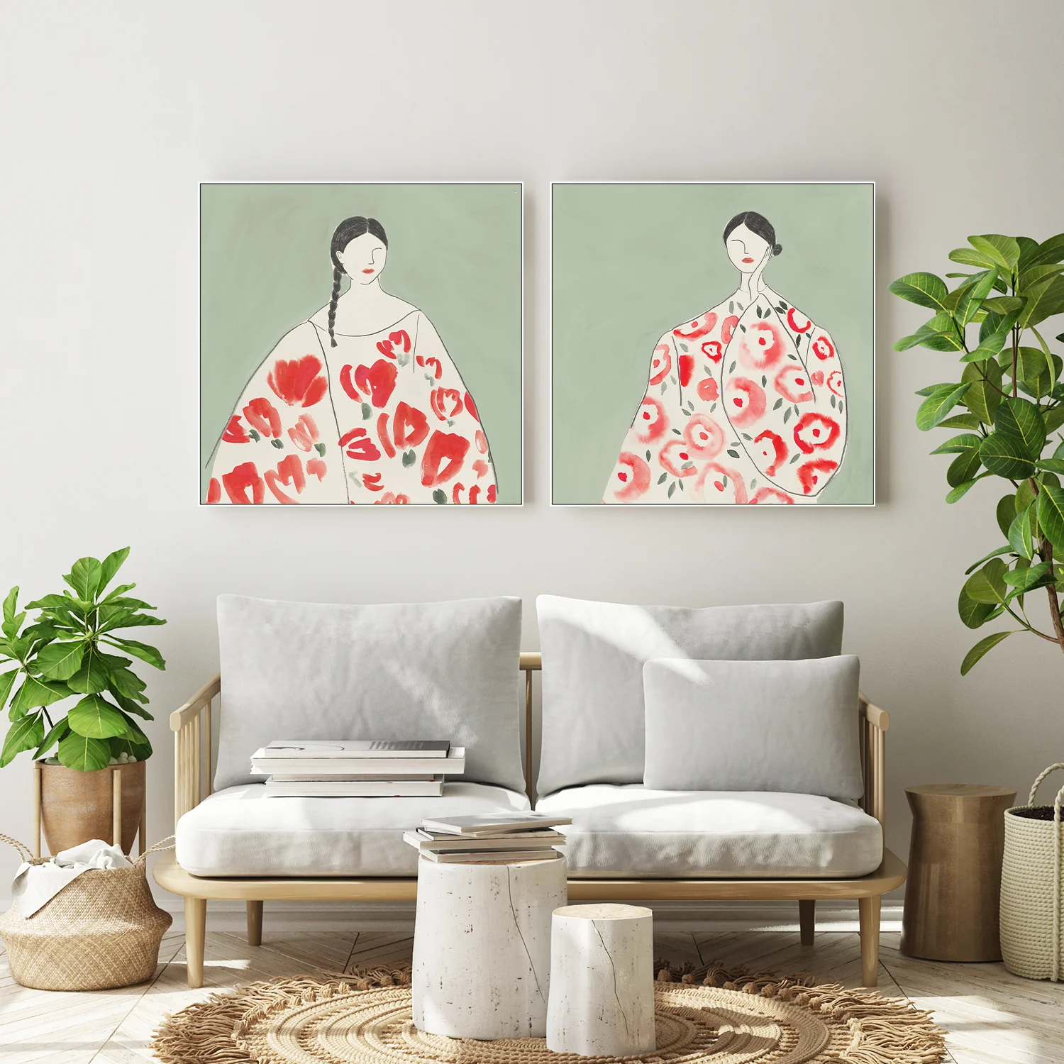 Floral Woman, Style A & B, Set Of 2 - Image 7