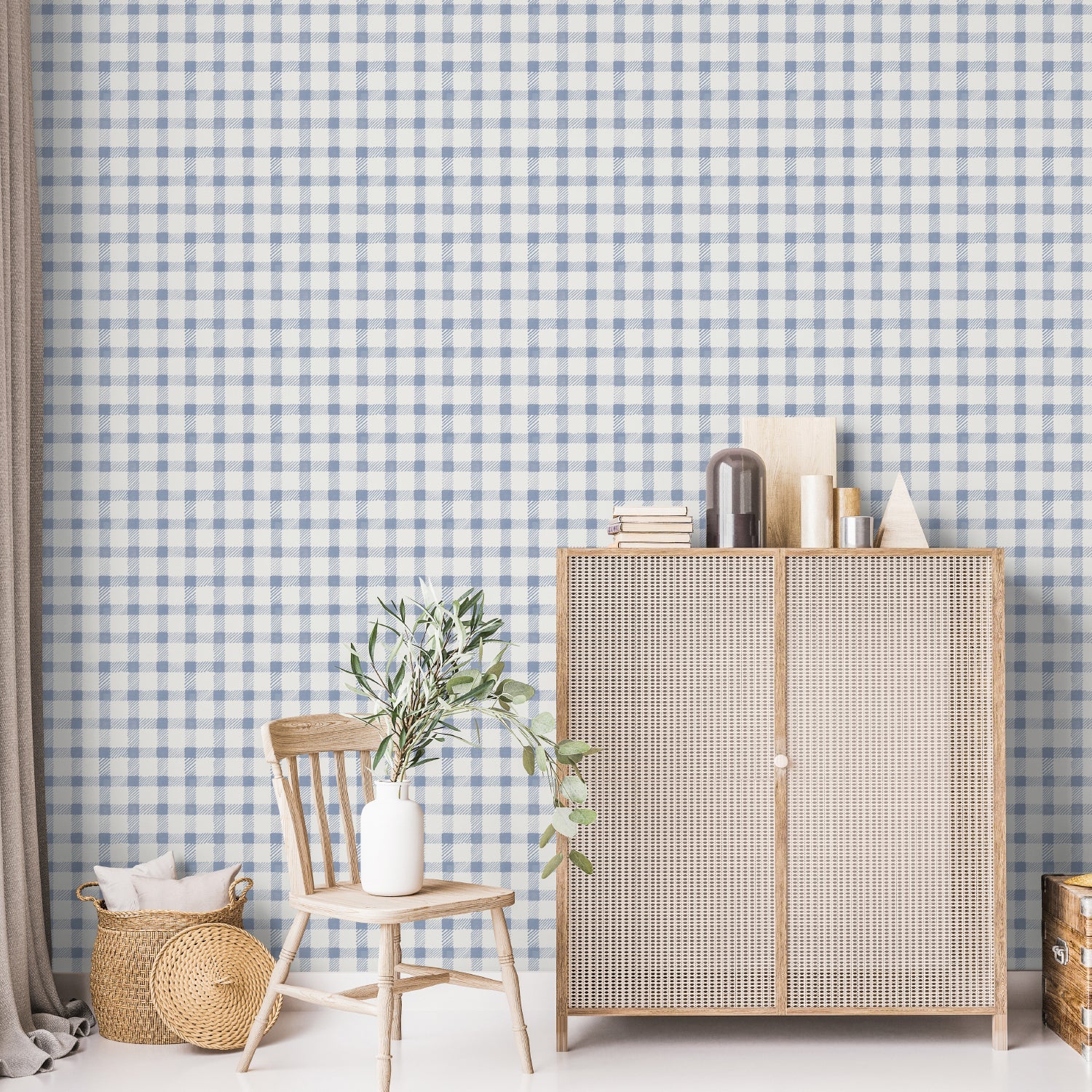 Blue Country Gingham, Wallpaper - Image 2