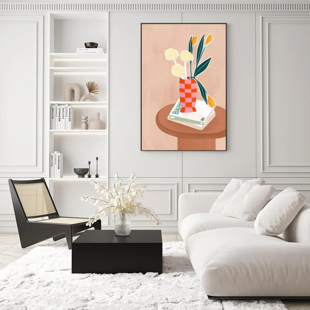 Flower With a Checkered Red Vase - Image 7