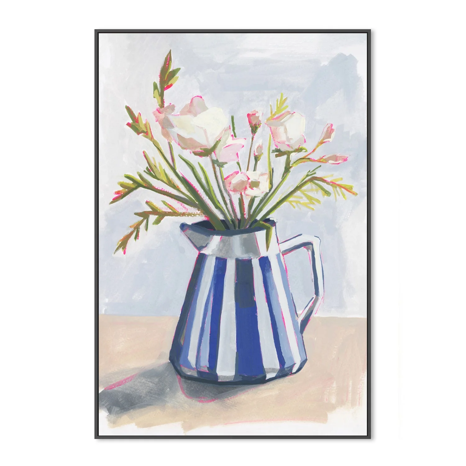 Fresh Flowers In A Striped Vase, Style A - Image 3