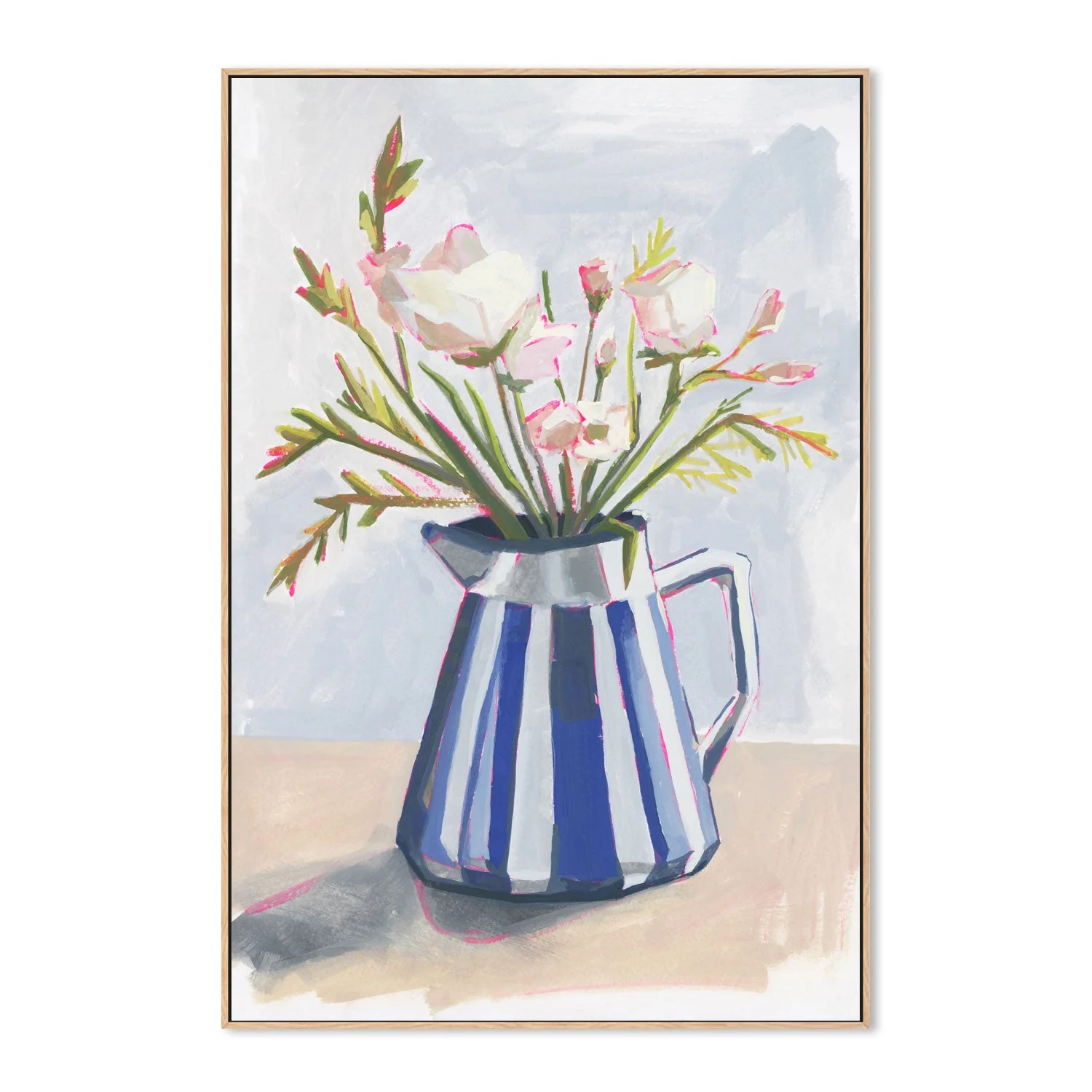 Fresh Flowers In A Striped Vase, Style A - Image 4