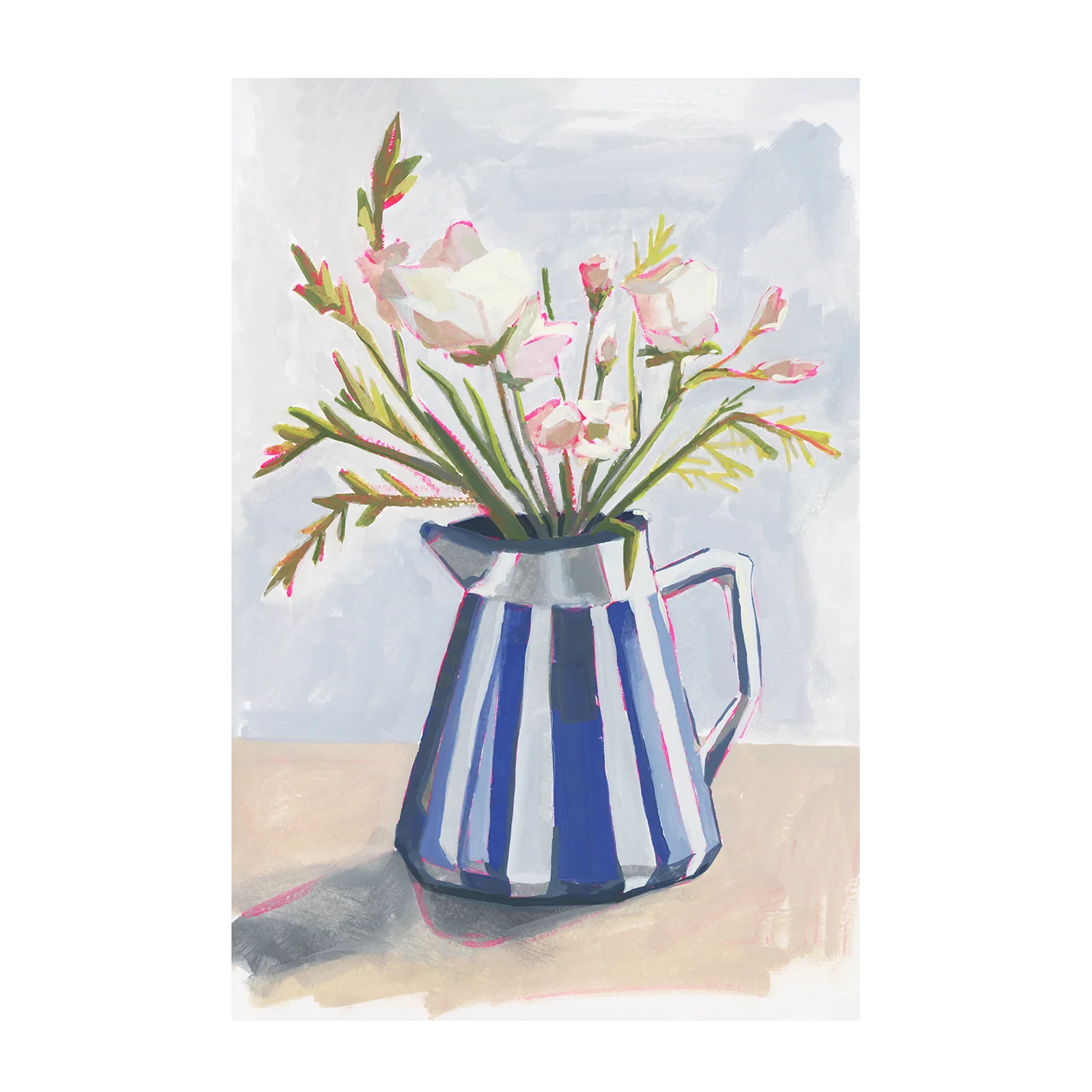 Fresh Flowers In A Striped Vase, Style A & B, Set Of 2 - Image 8