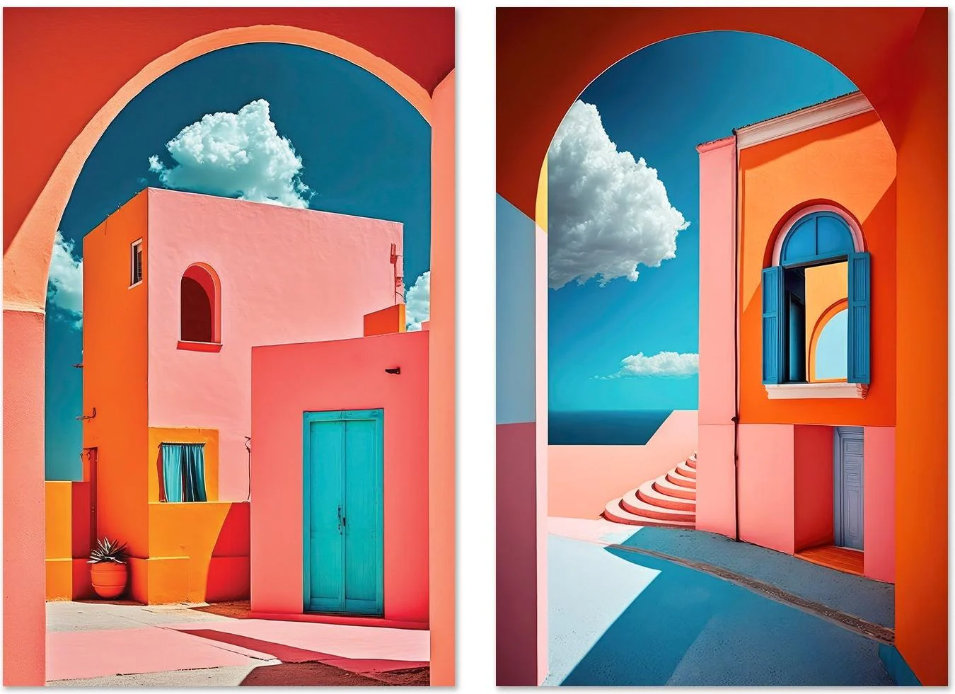 Geometric Town, Set Of 2