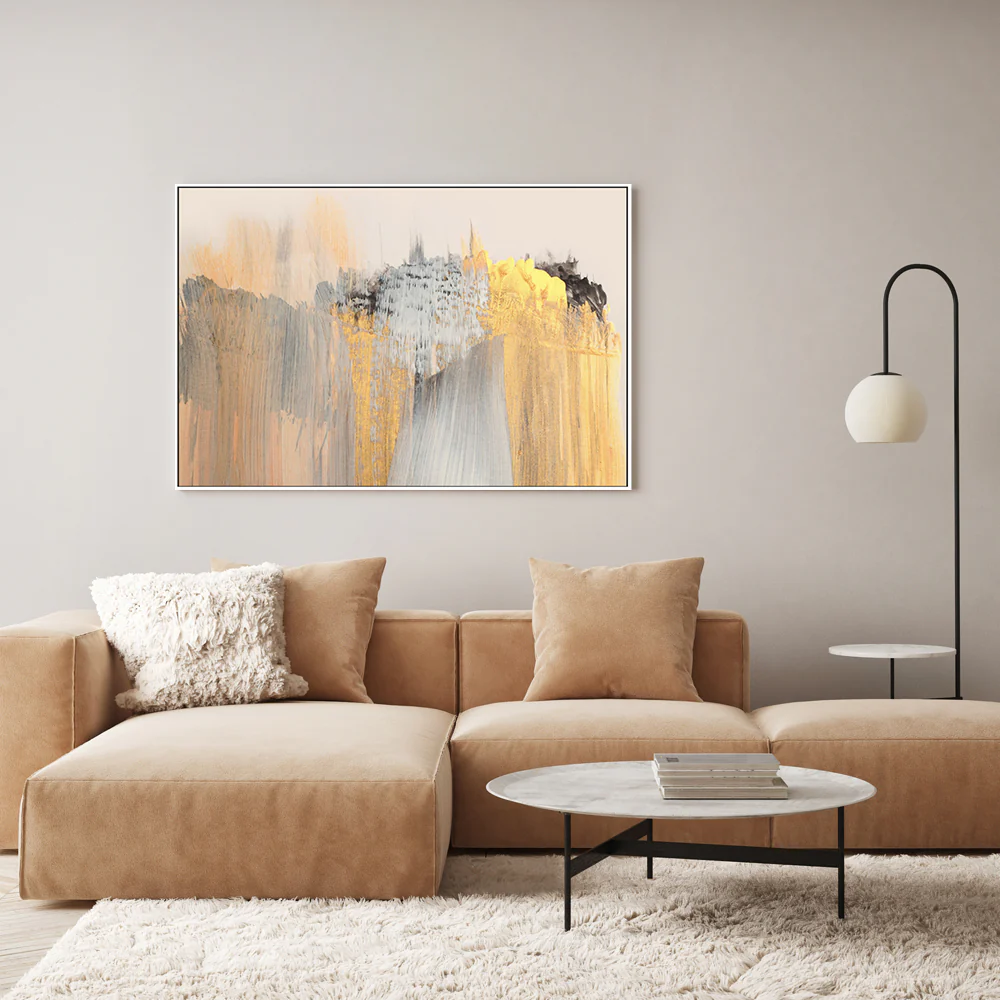 Gold Stream , Hand-Painted Canvas - Image 2