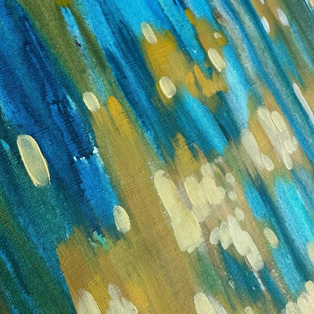 Golden-Emerald Forest Pond, Original Hand-painted Canvas by Ekaterina Prisich - Image 6