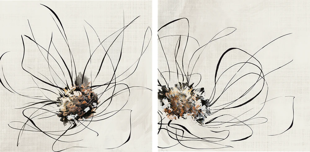 Golden Flower Lines, Style A & B, Set Of 2