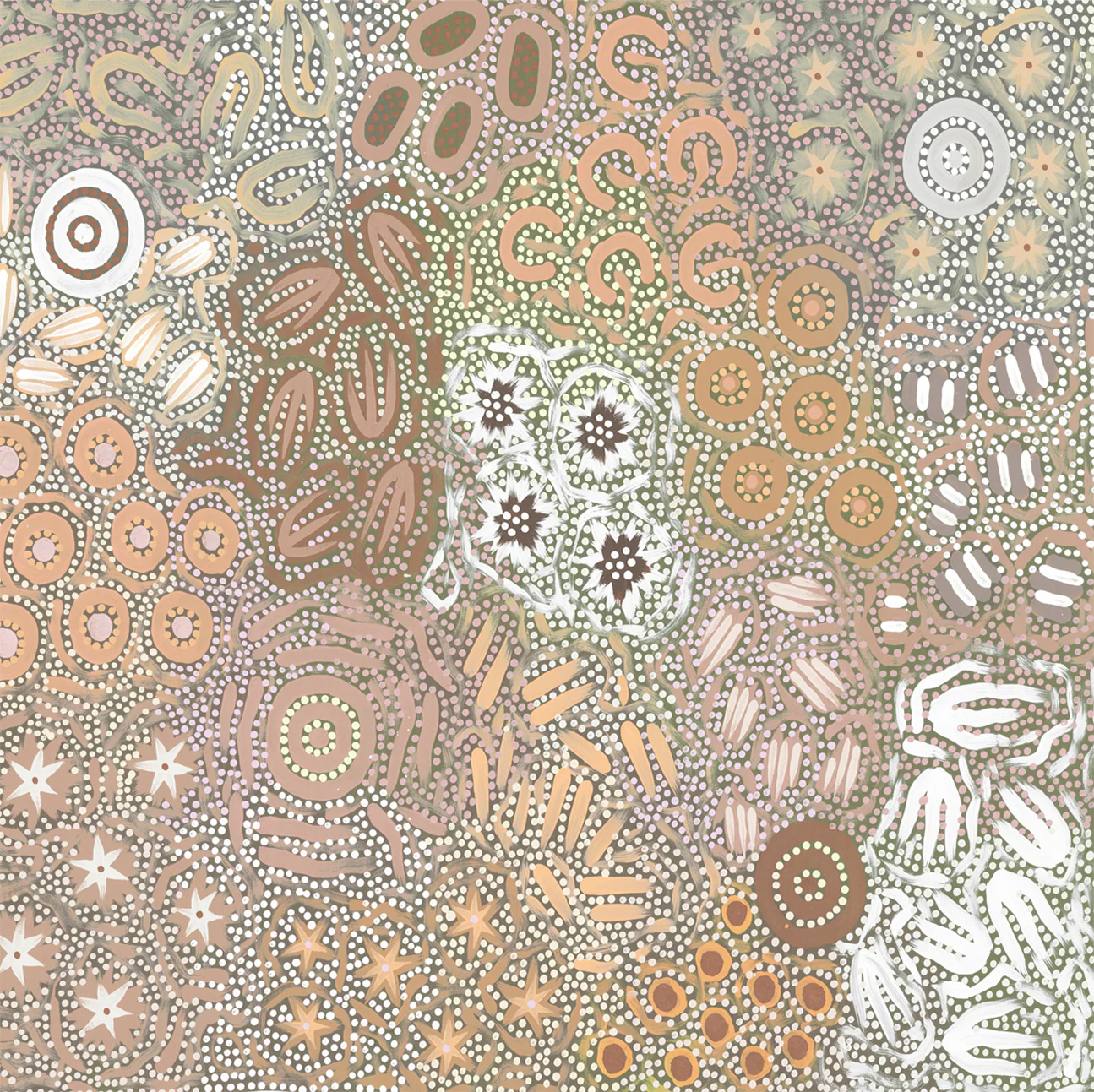Grandmothers Country, Green and Peach Pastel Colour