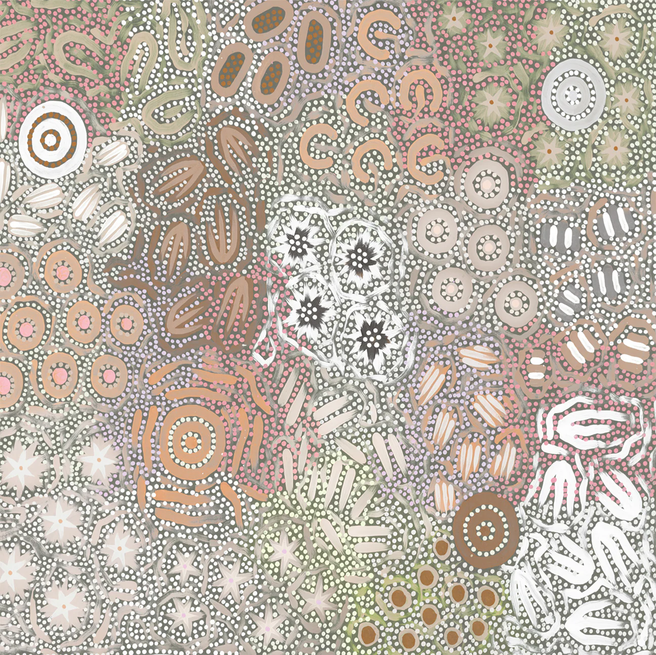 Grandmothers Country, Green and Purple Pastel Colour