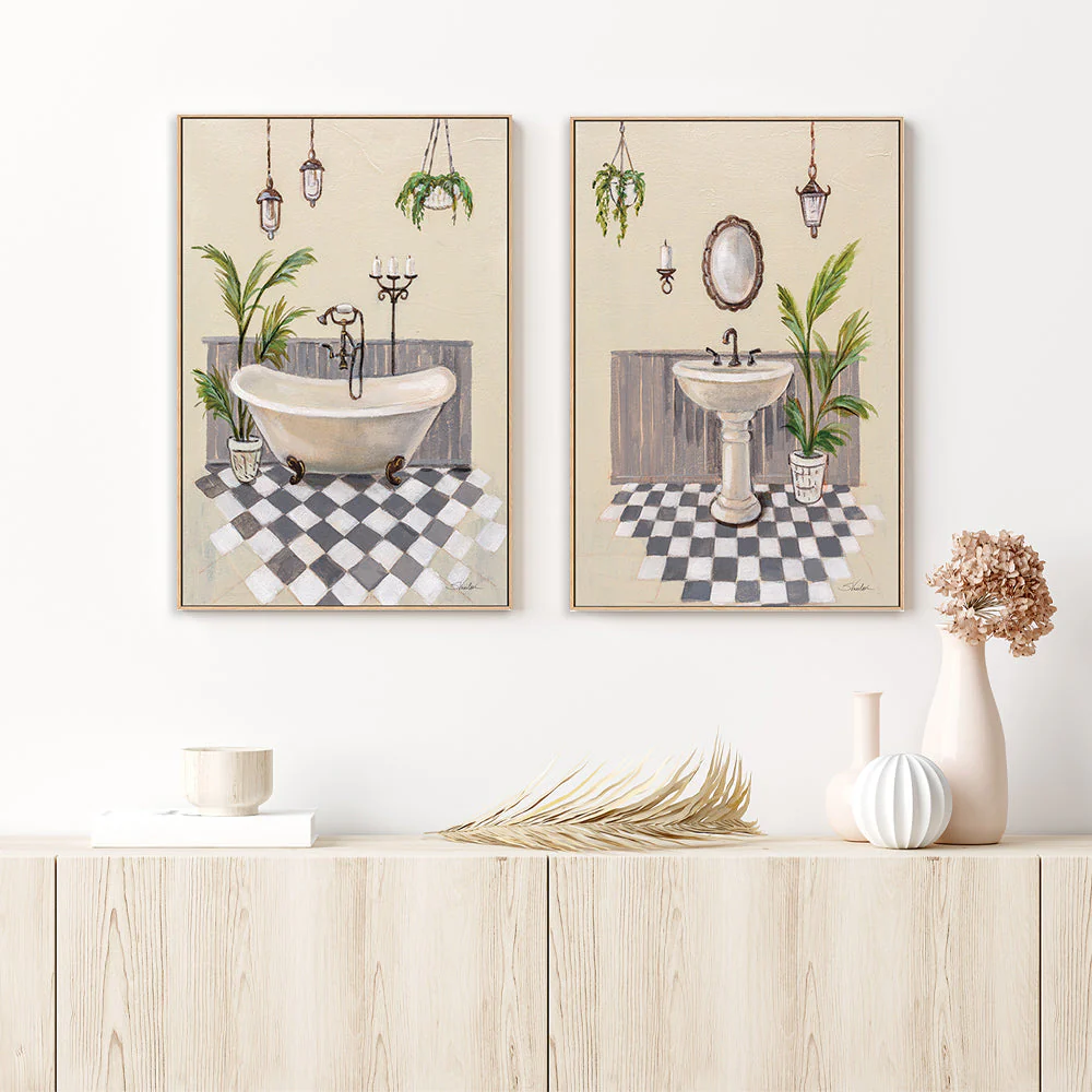 Gray Cottage Bathroom, Style A & B, Set of 2 - Image 2