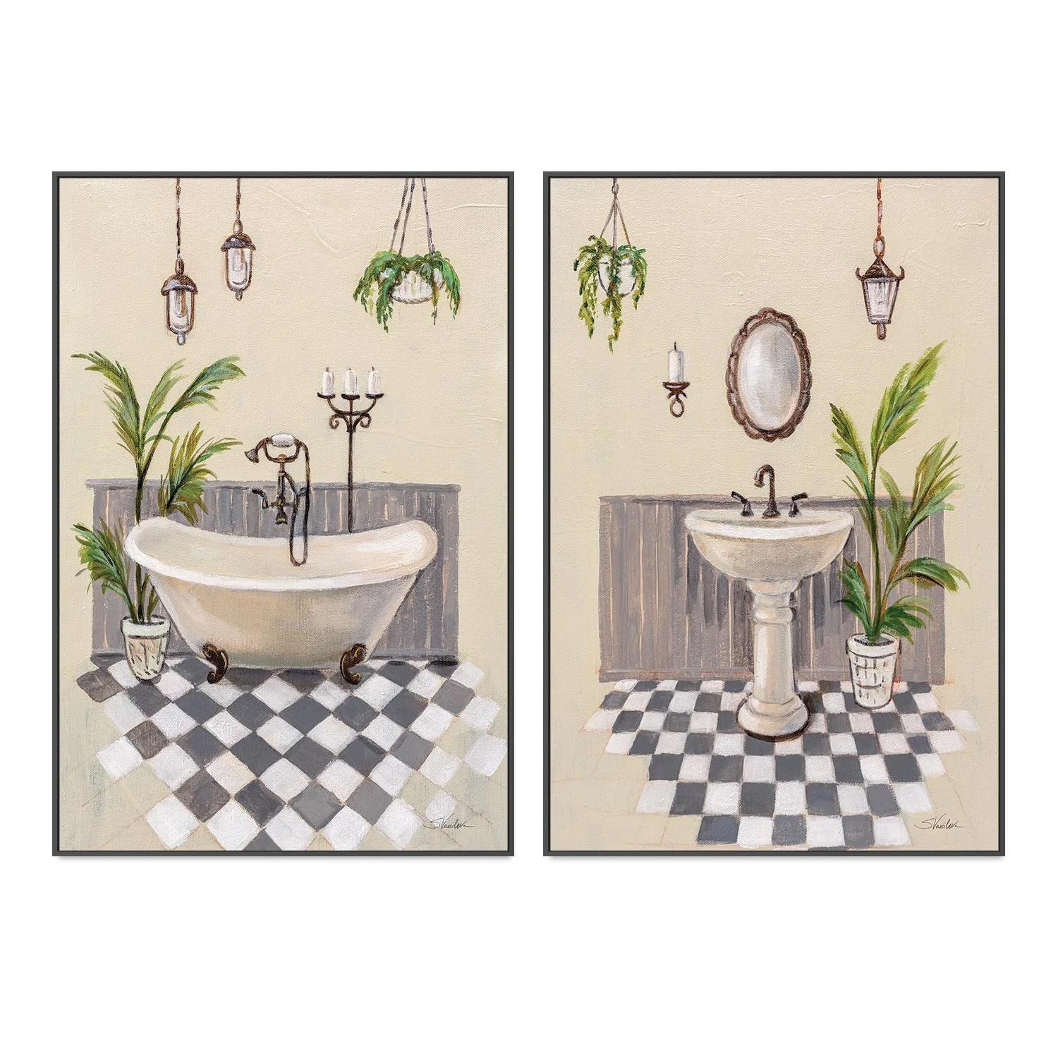 Gray Cottage Bathroom, Style A & B, Set of 2 - Image 3