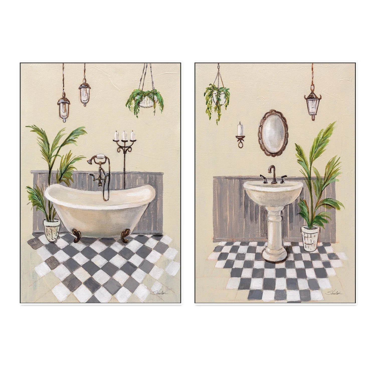 Gray Cottage Bathroom, Style A & B, Set of 2 - Image 5