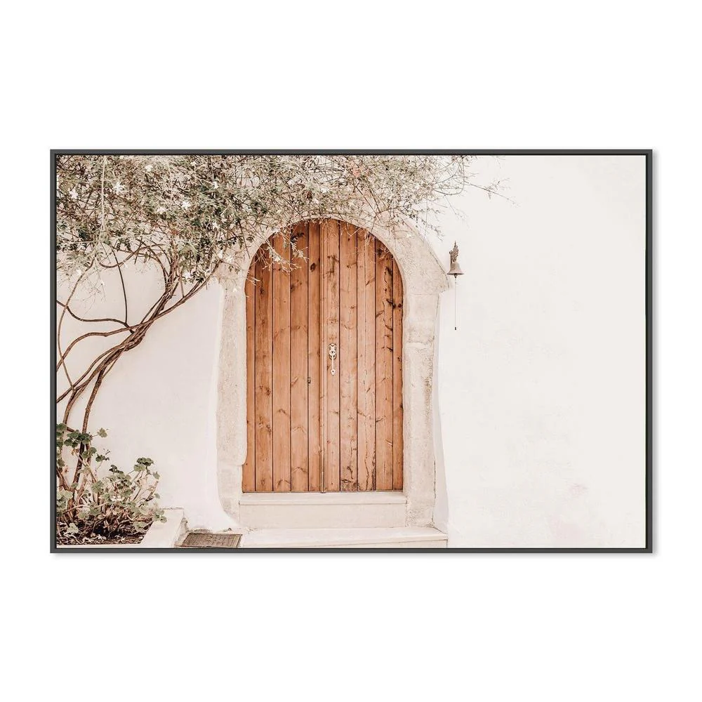 Greek house facade with brown door - Image 3
