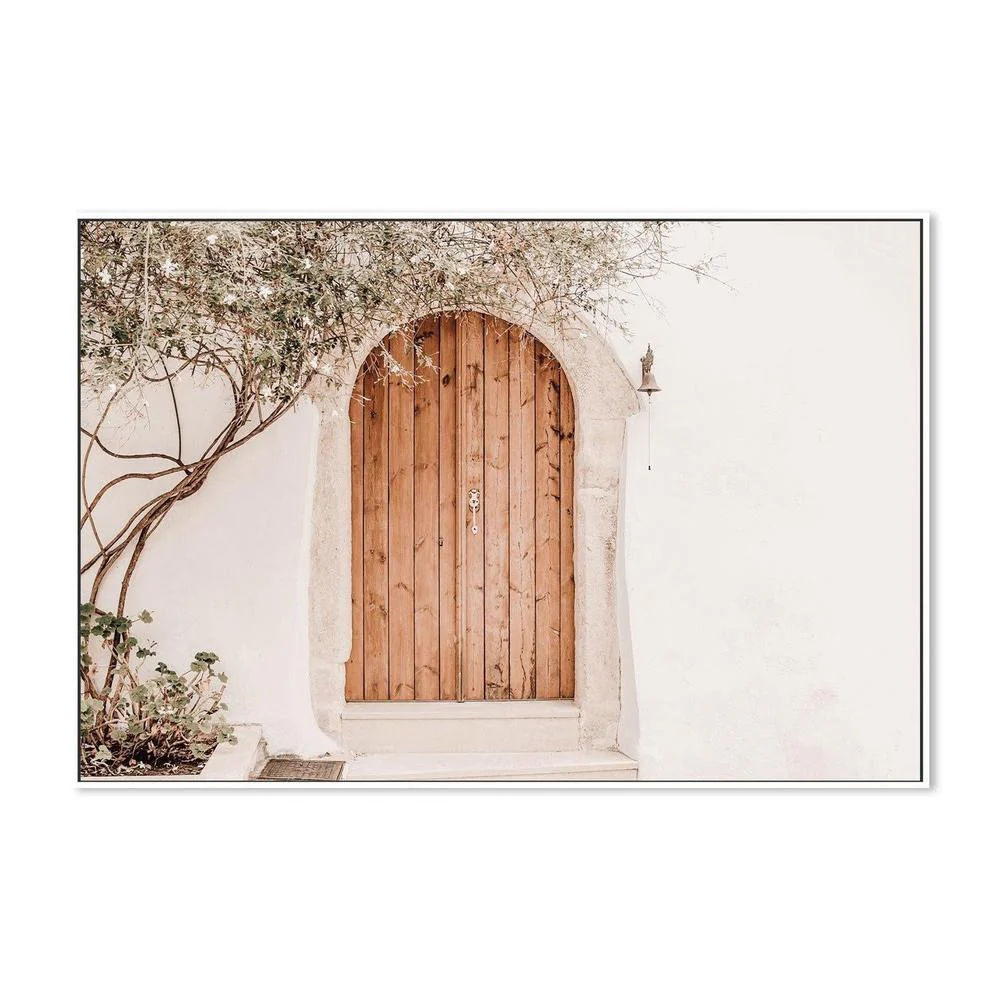 Greek house facade with brown door - Image 5
