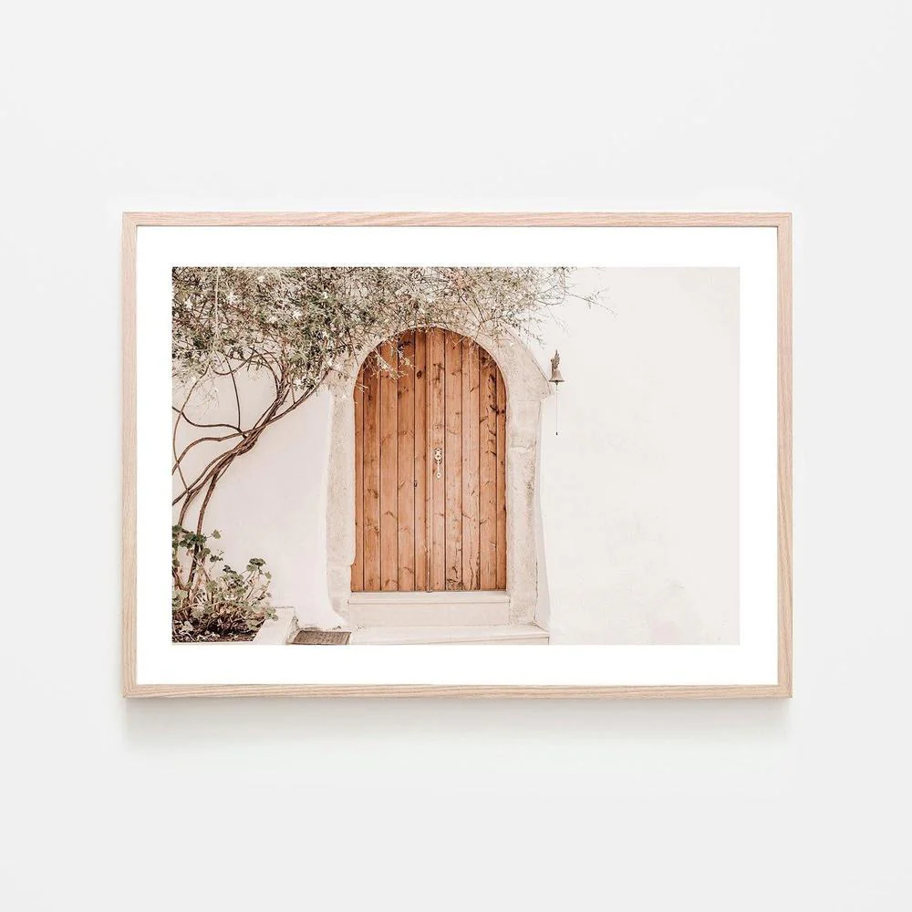 Greek house facade with brown door - Image 6
