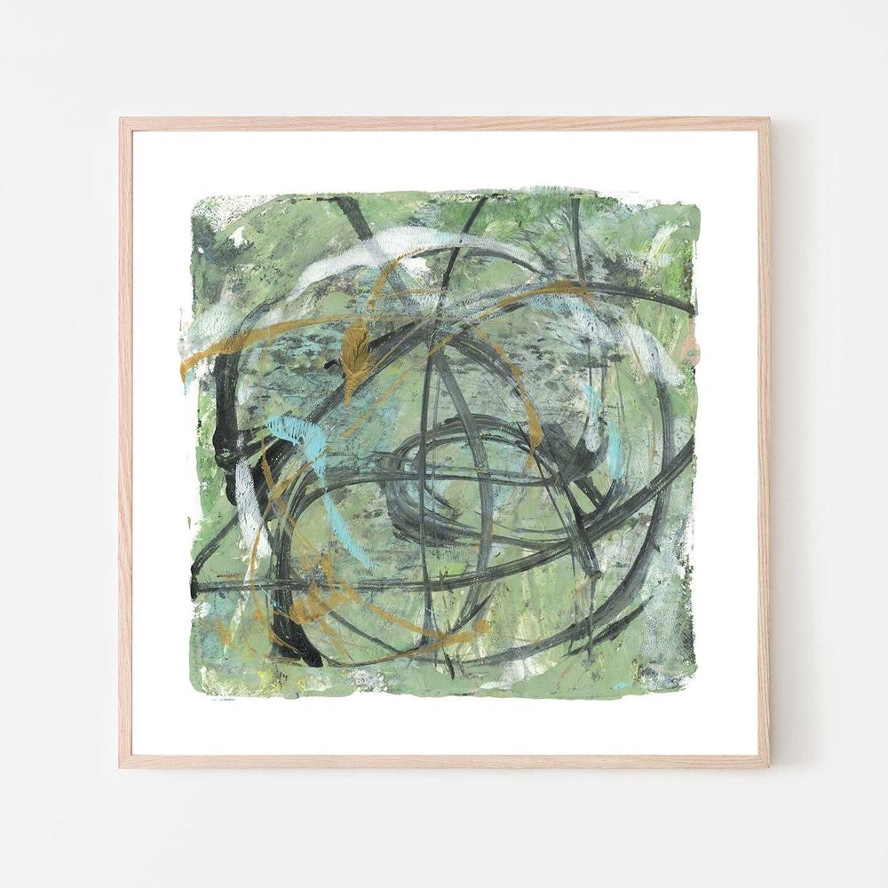 Green Swirl , Hand-painted Canvas - Image 6