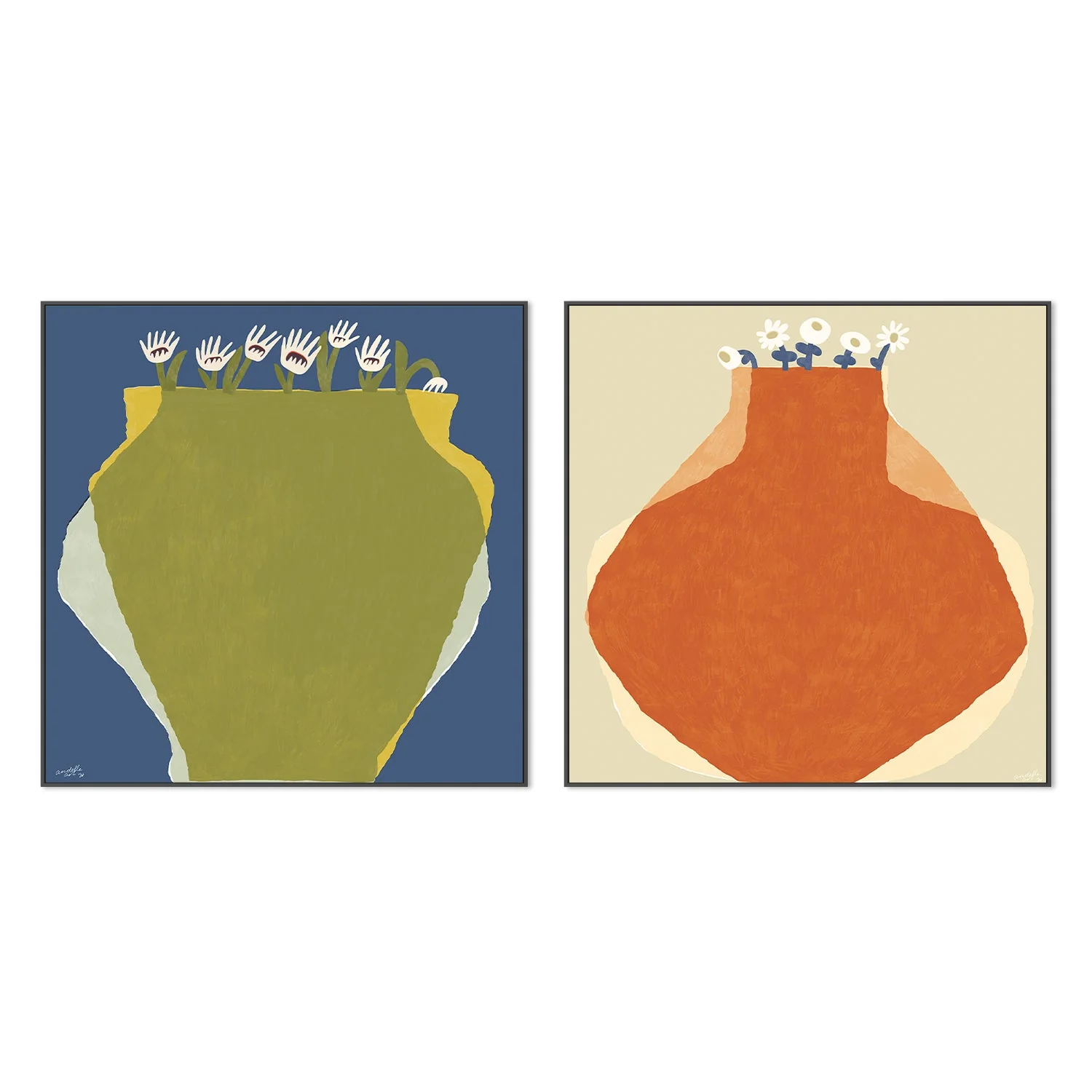 Green Vase & Orange Vase, Set Of 2 - Image 3