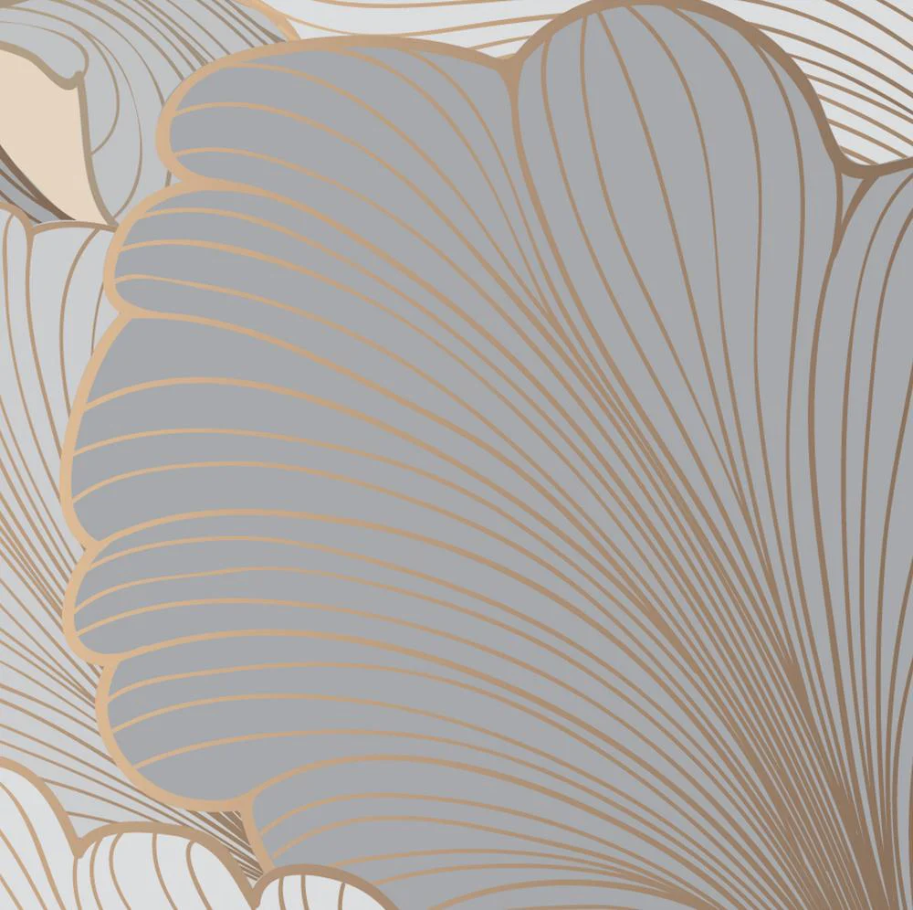 Grey And Beige Abstract Floral  Wallpaper - Image 3