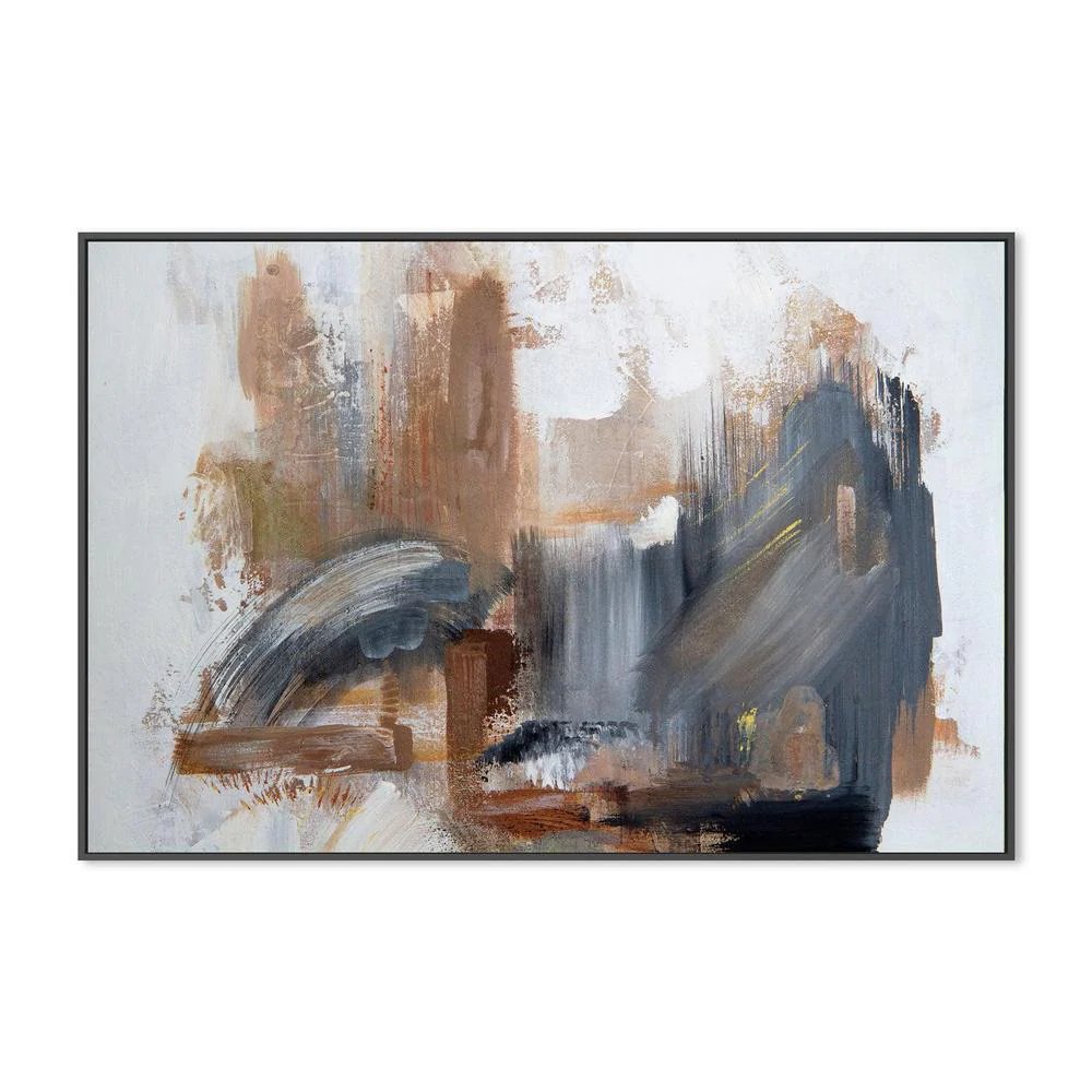 Grey and Brown Strokes  , Hand-painted Canvas - Image 3