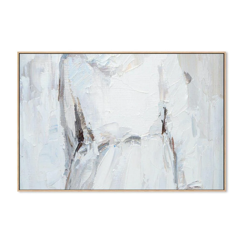 Grey and White Abstract , Hand-painted Canvas - Image 3