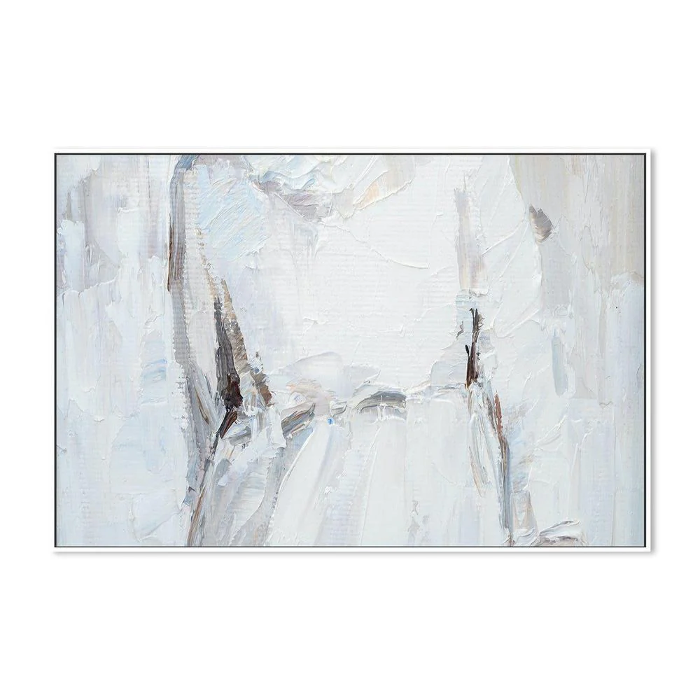 Grey and White Abstract , Hand-painted Canvas - Image 4