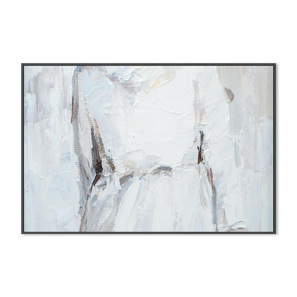 Grey and White Abstract , Hand-painted Canvas - Image 5