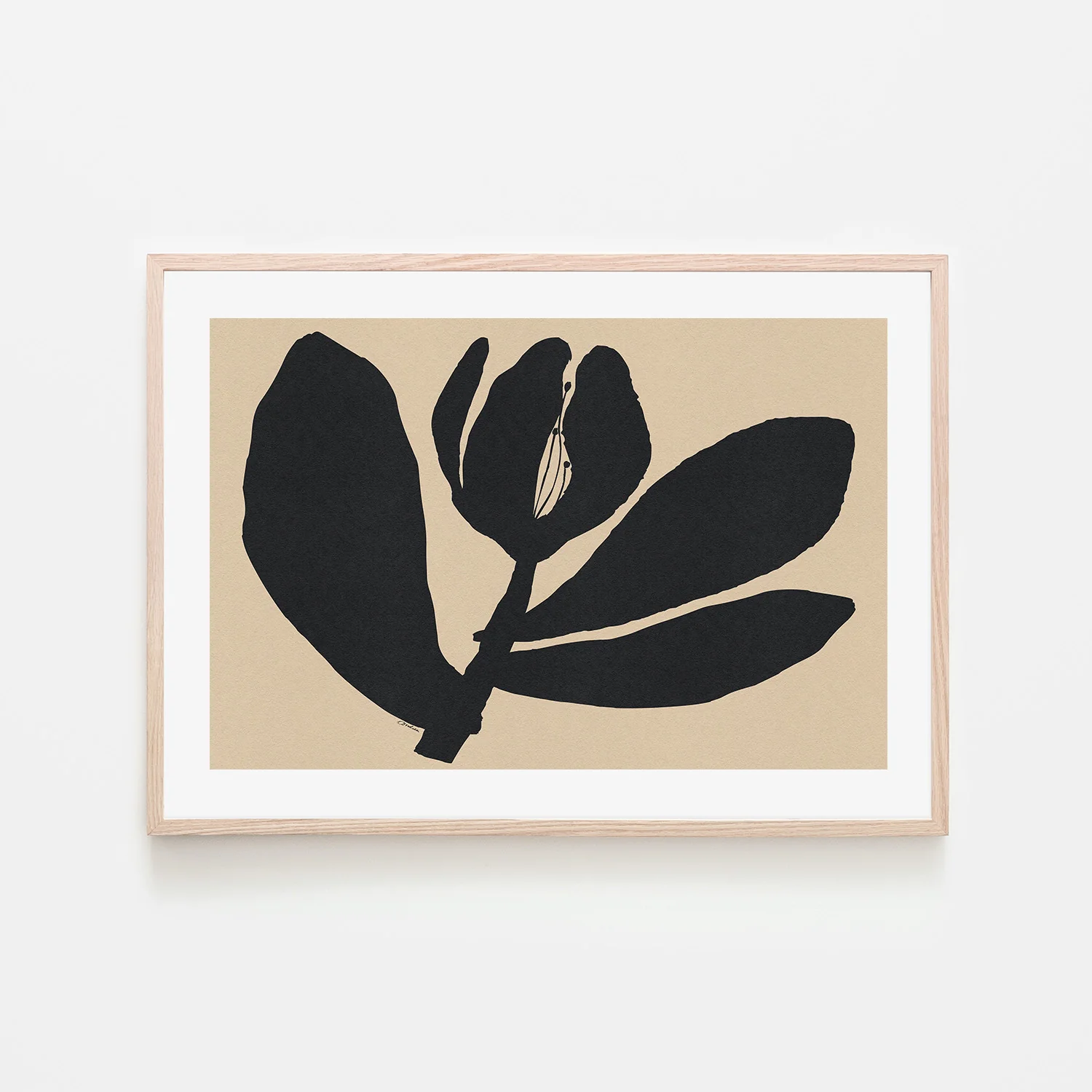 Half Closed Black Flower On Beige - Image 6
