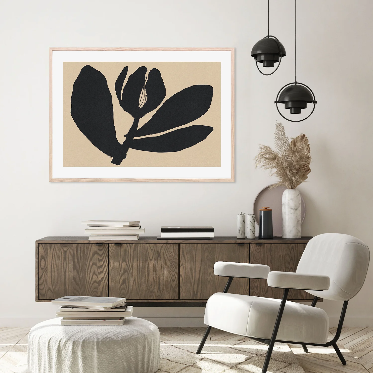 Half Closed Black Flower On Beige - Image 9