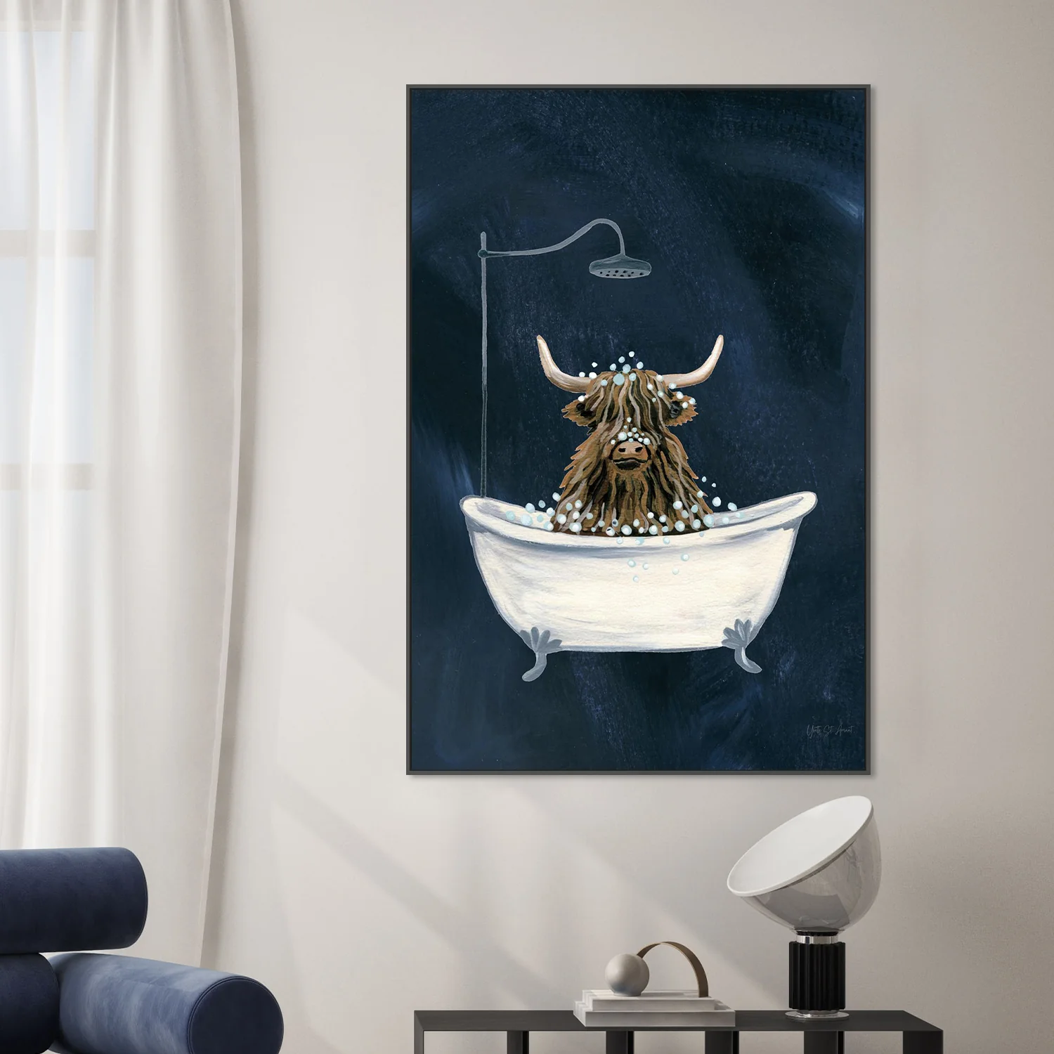 Highland Cow in Tub Texture Dark - Image 2