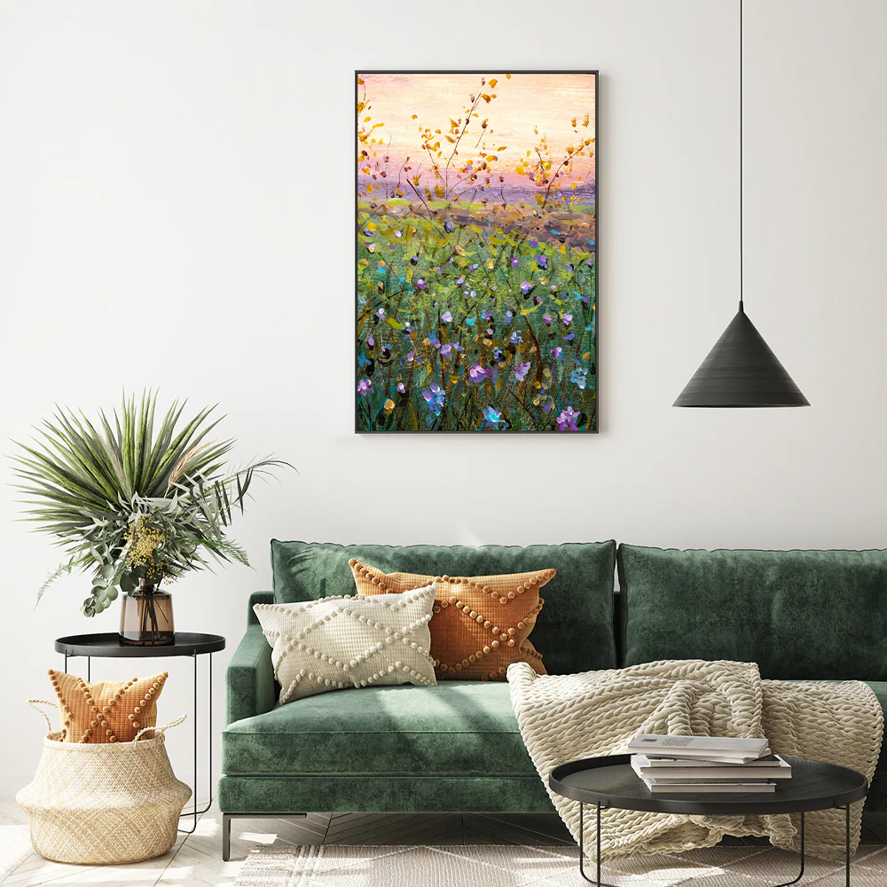 In A Field of Violet Flowers, Hand-Painted Canvas - Image 2