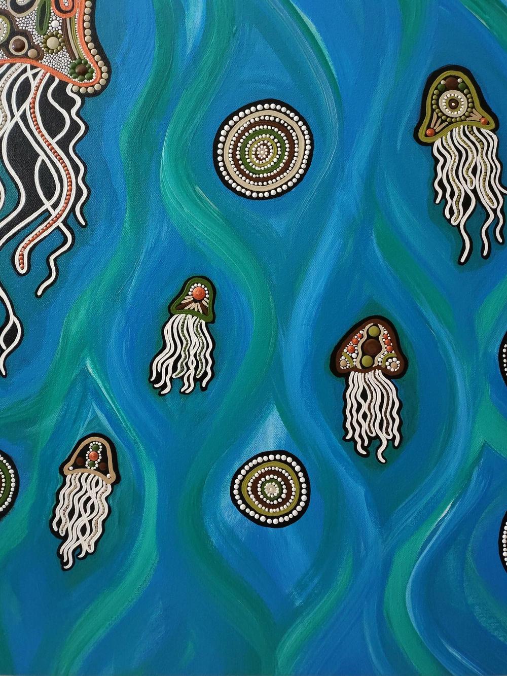 Jelly fish mob in deep water dreaming , Original Artwork - Image 8