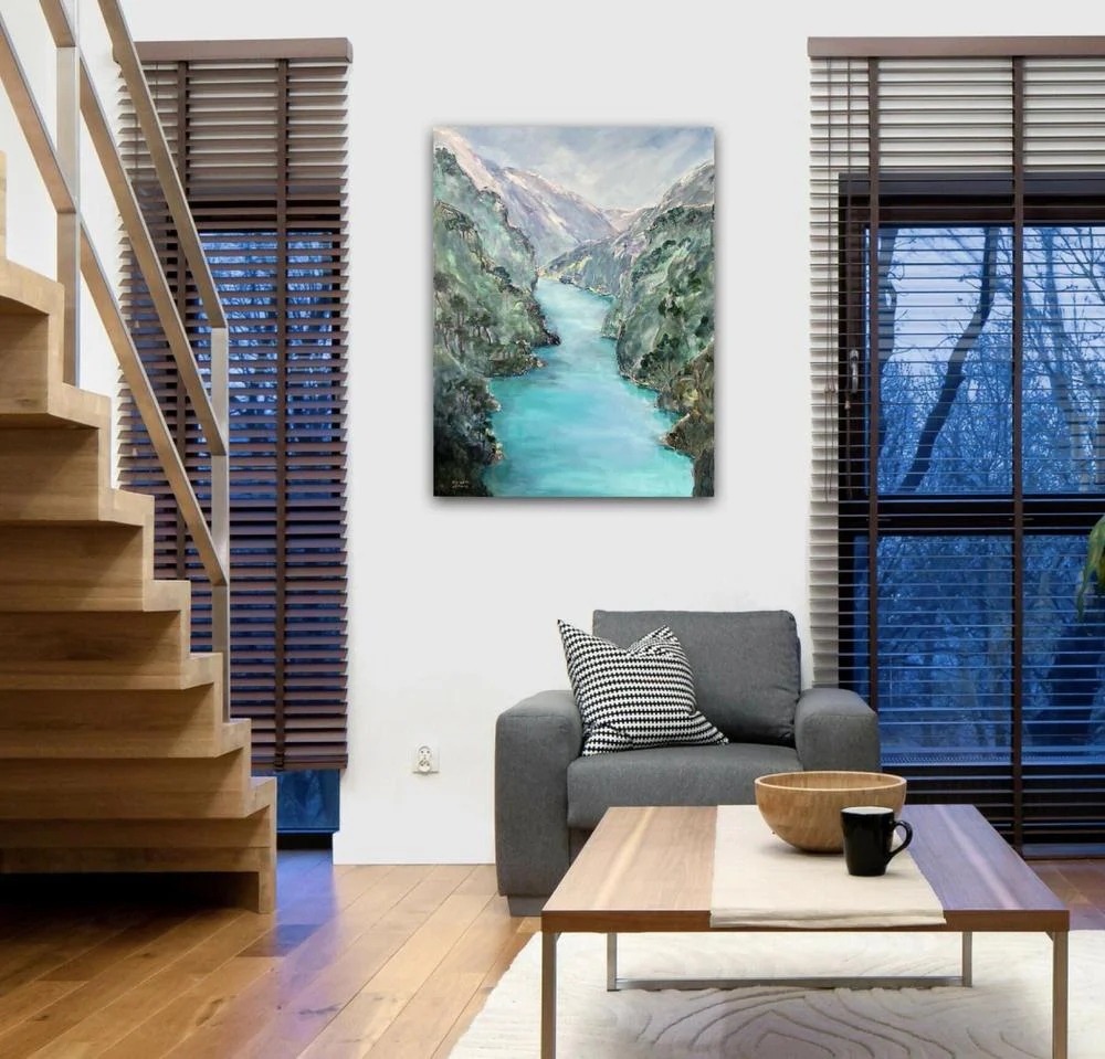Kawarau River, Original Hand-Painted Canvas By Meredith Howse - Image 5