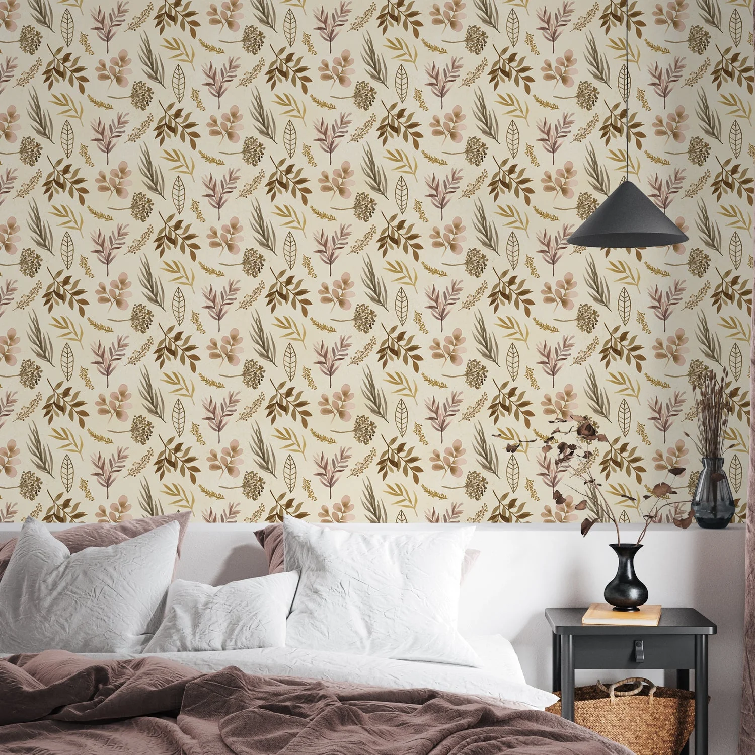 Leaf and Stem Pattern, Style A, Wallpaper - Image 2