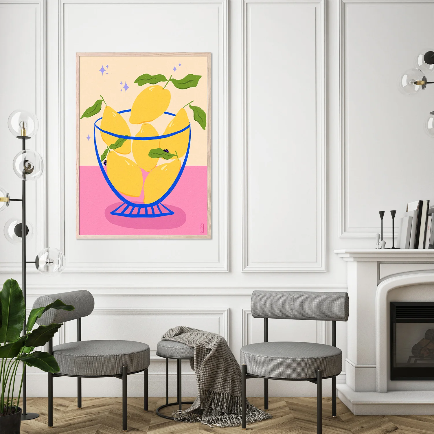 Lemons in a Bowl Retro Illustration - Image 8