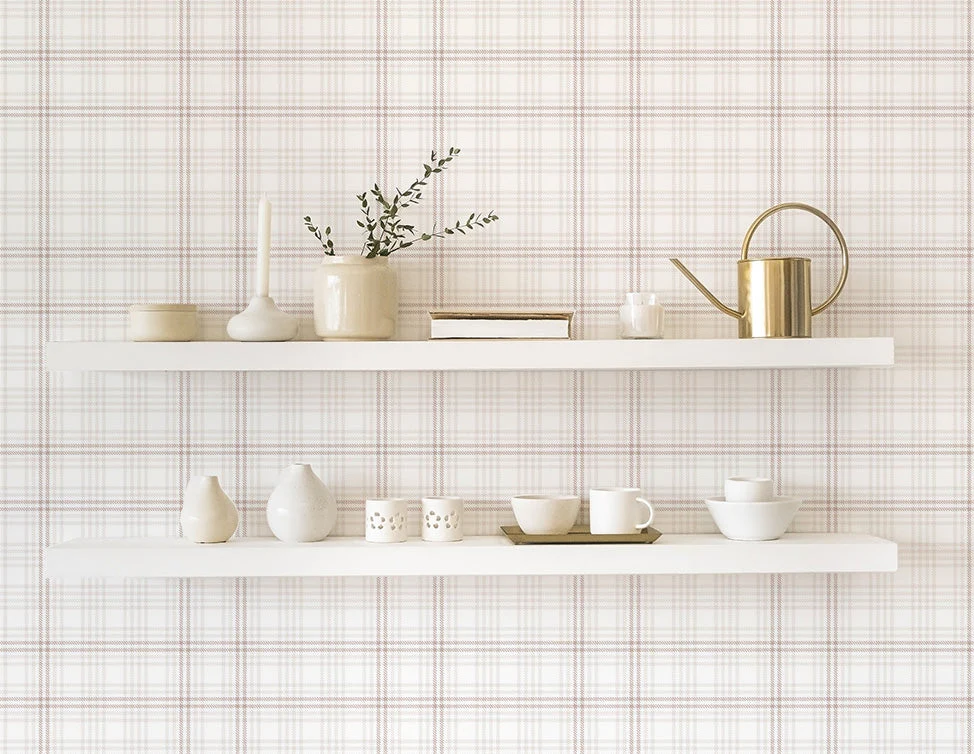 Lines of Tartan Beige Wallpaper - Image 2