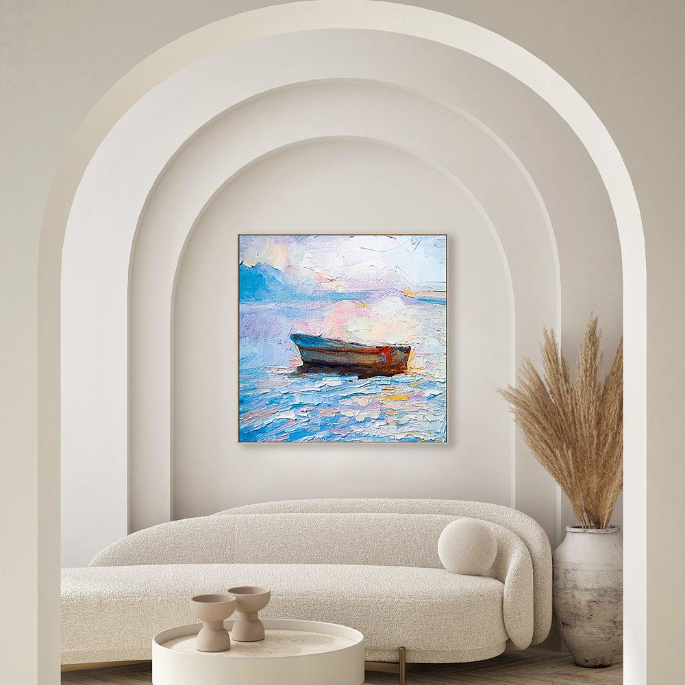 Lone Boat , Hand-painted Canvas - Image 7