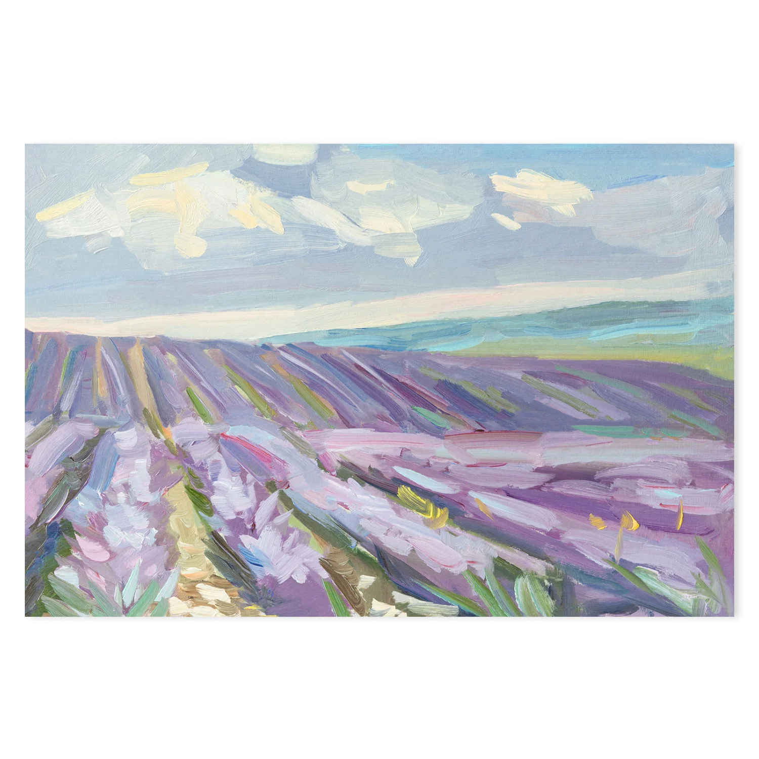 Long Lavender Field , Hand-painted Canvas