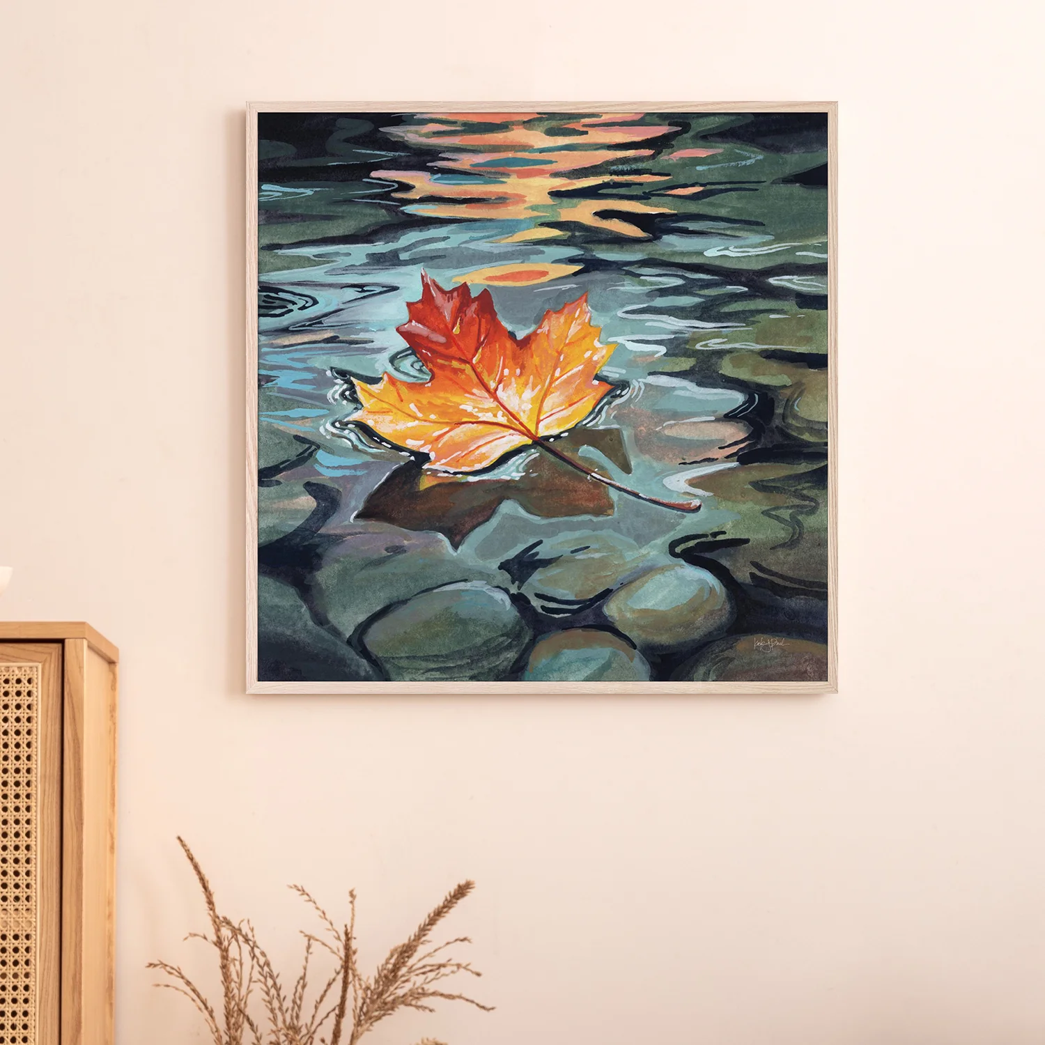 Maple Leaf Floating In a Stream - Image 7