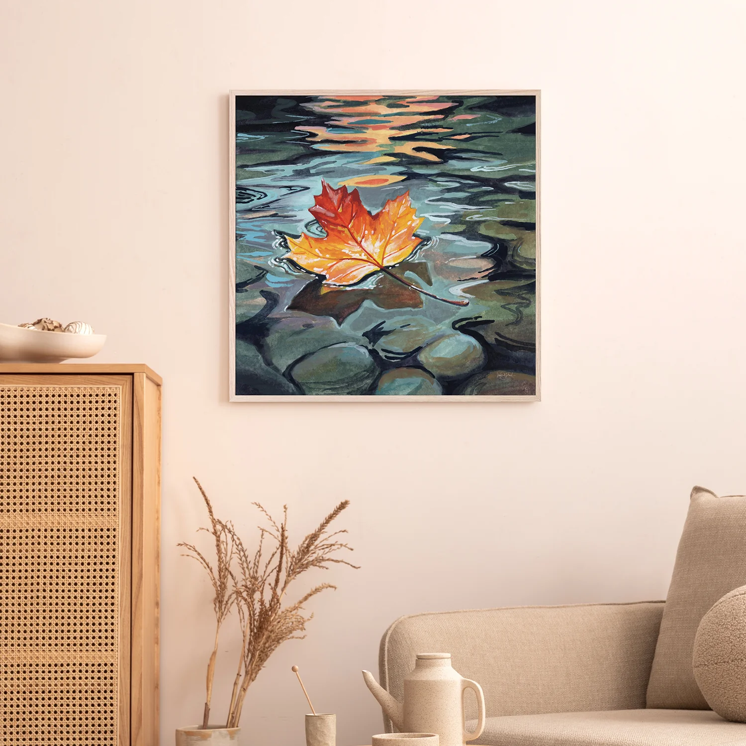 Maple Leaf Floating In a Stream - Image 8