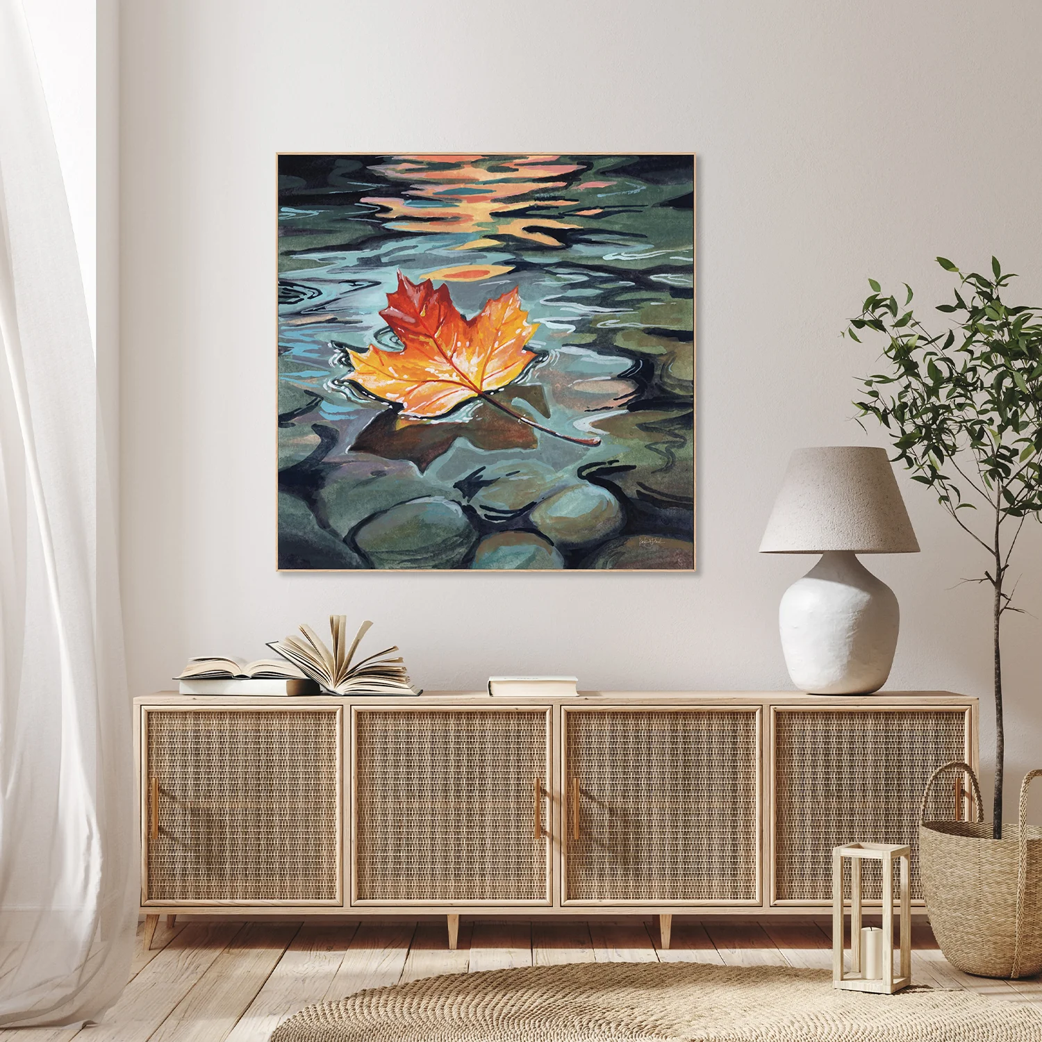 Maple Leaf Floating In a Stream - Image 9