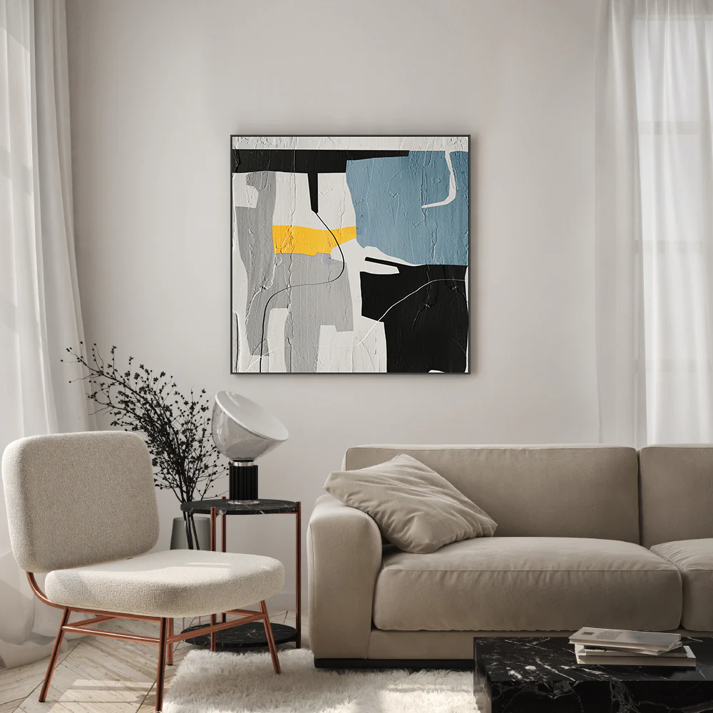 Minimal Geometric, Style A , Hand-Painted Canvas - Image 2